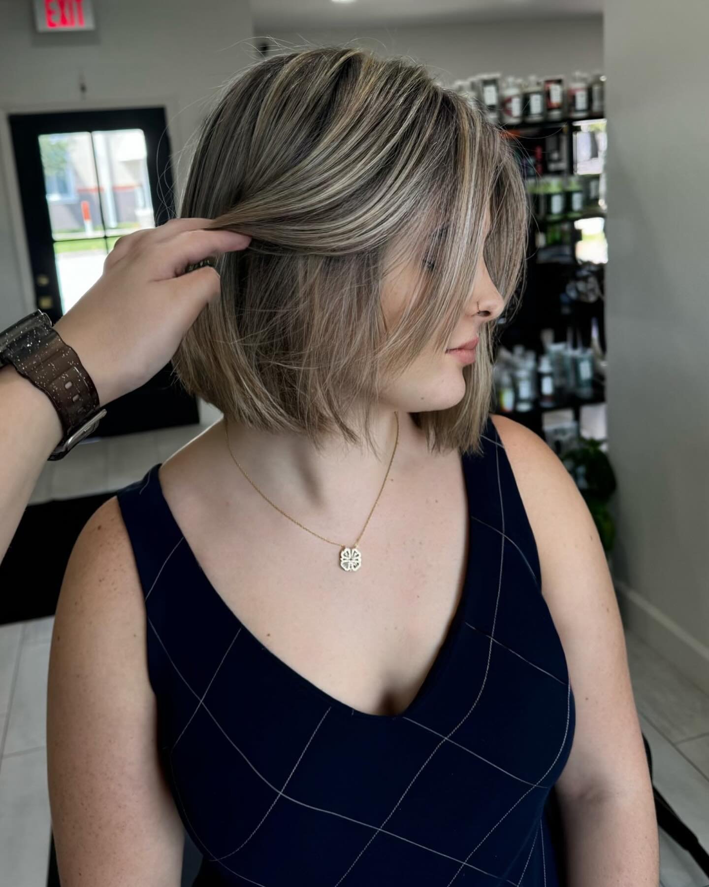 Bob, but he&rsquo;s cute. 

@hannah.tblounge on the color, cut and style. And of course she used our favorite @randco moon landing anti humidity spray to lock it is. Moon landing blocks out moisture and leaves the hair feeling like silk. 

#veganhair