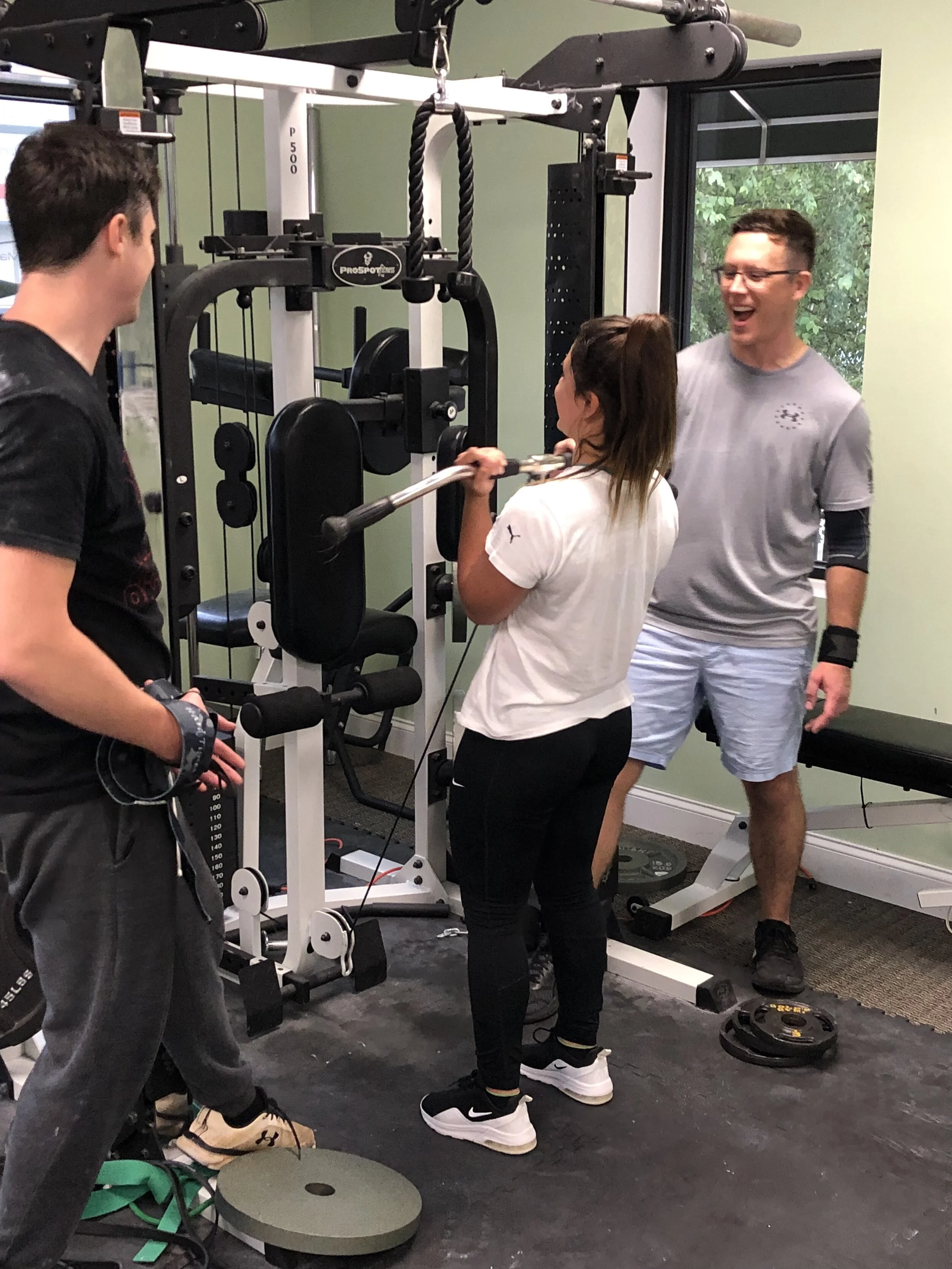  Everyone working together on strength training 