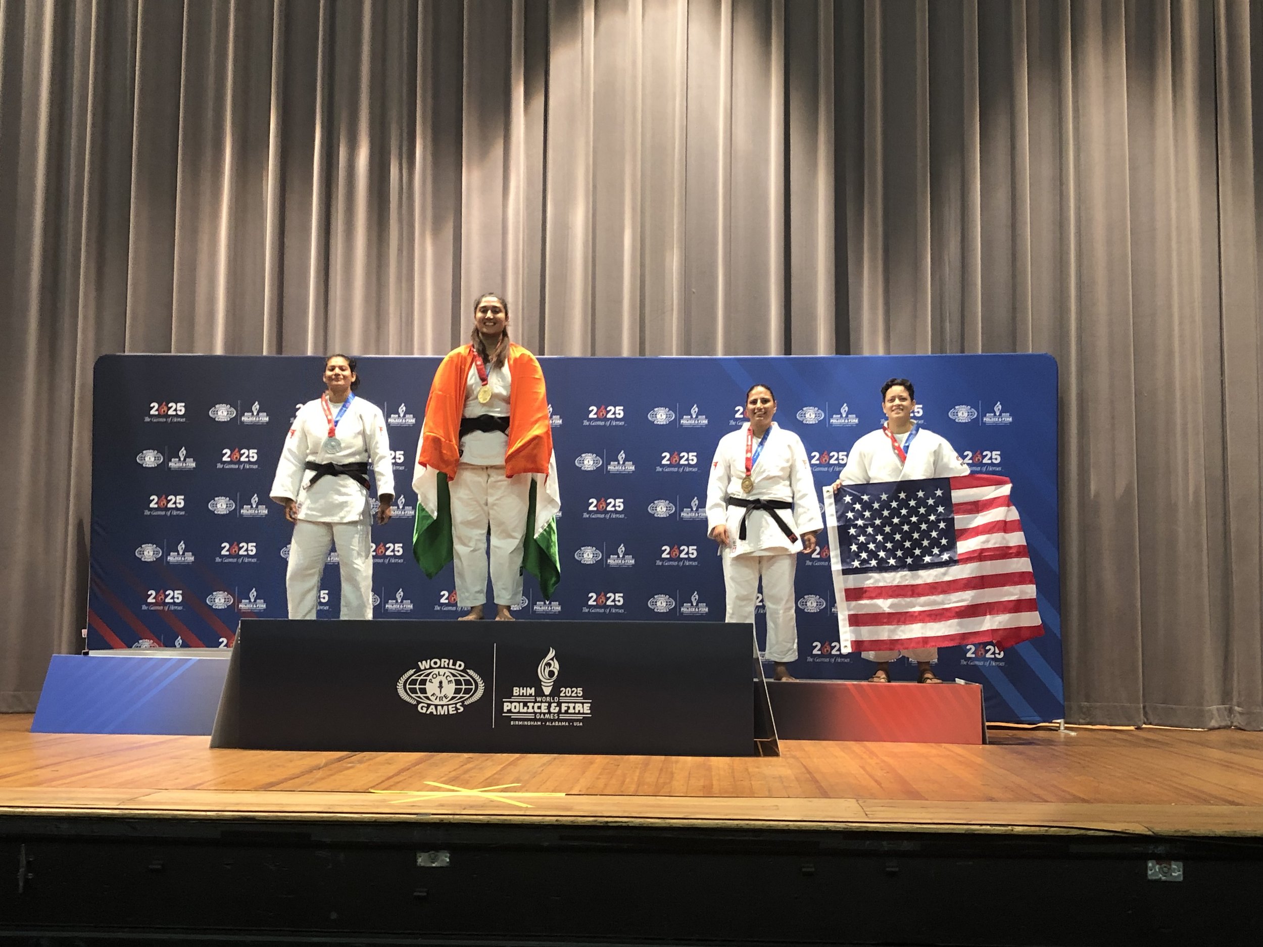 Maizul on the podium winning bronze at the World Police and Fire Games 2025.