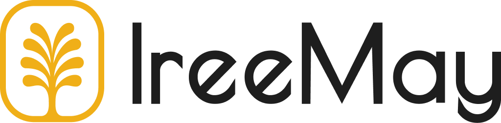 Logo with a stylized tree in a yellow frame next to the text 'IreeMay' in black.
