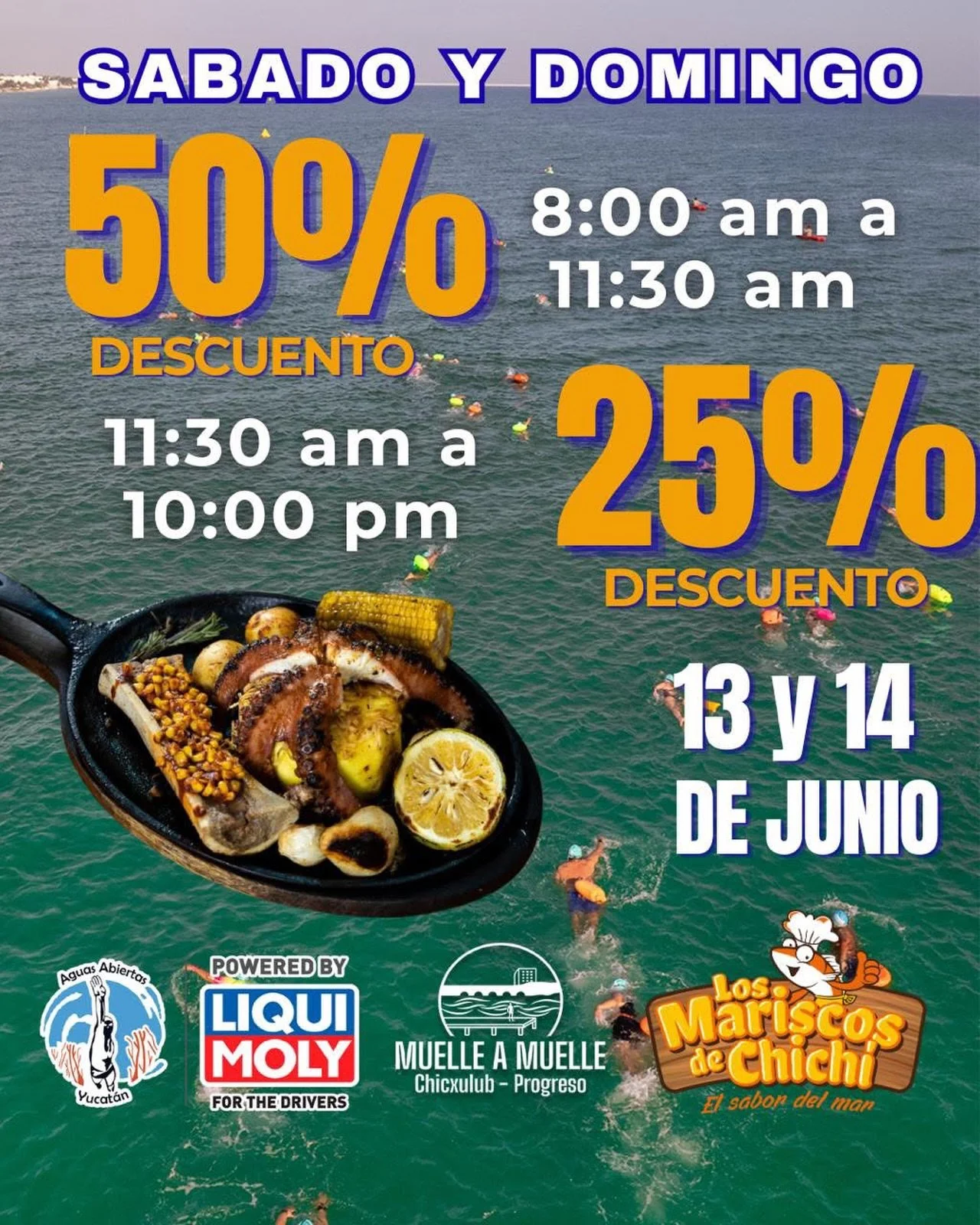 🌊🏊&zwj;♂️ Despu&eacute;s de nadar de muelle a muelle&hellip; toca recuperar energ&iacute;as. 🍤😋

Este s&aacute;bado y domingo, gracias a nuestros amigos de Los Mariscos de Chichi &ndash; Sucursal Progreso, los participantes y acompa&ntilde;antes 