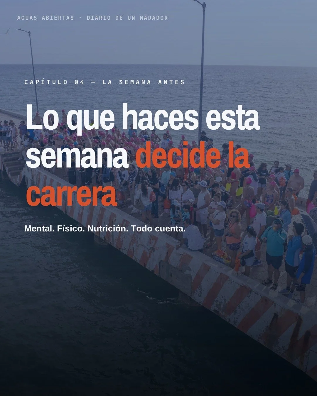 La carrera no empieza cuando entras al agua.
Empieza esta semana.

C&oacute;mo duermes, c&oacute;mo comes, qu&eacute; te dices a ti mismo antes de dormir, todo eso llega contigo a la largada.

En este cap&iacute;tulo del Diario del Nadador te compart