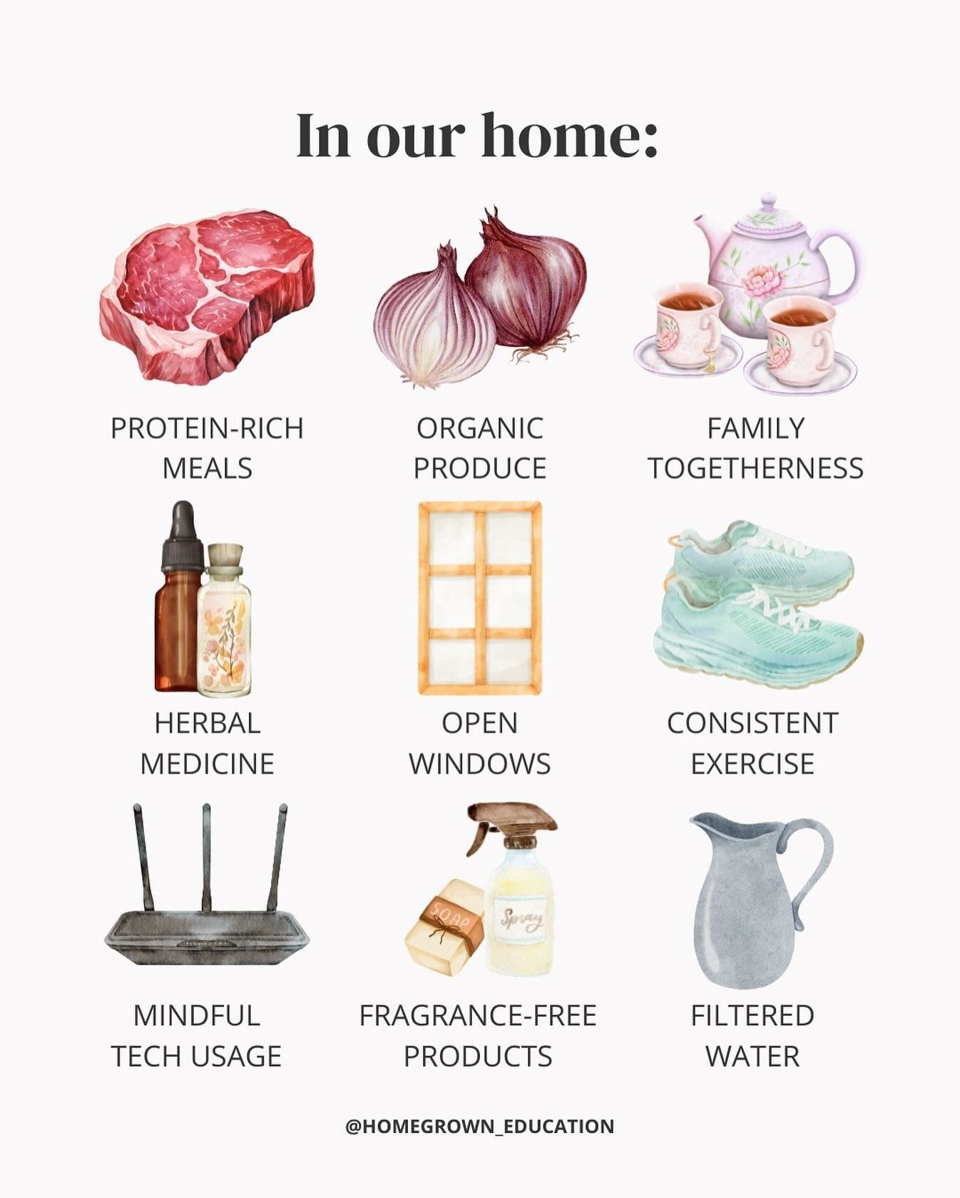 Simplicity is the key to sustainability ✨
Here&rsquo;s what works in our home:
1. Protein at the center of every meal
2. Organic fruits and vegetables as much as possible
3. Time spent together, and lots of it
4. Herbal medicine and whole food supple