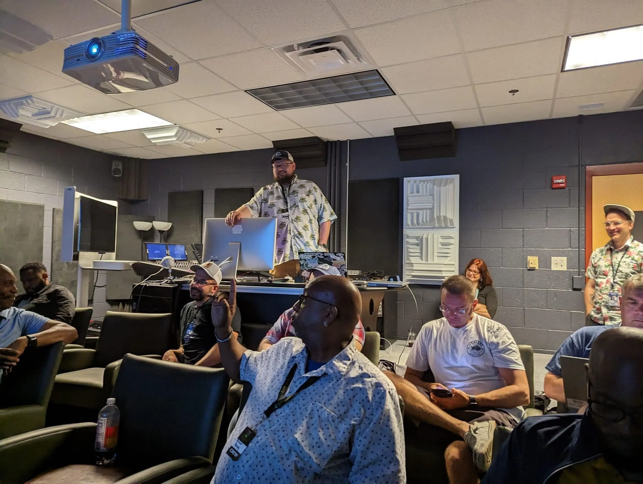 Caleb Baily presenting during the 2024 Camp T&I at the Georgia Film Academy in Fayetteville, Georgia.