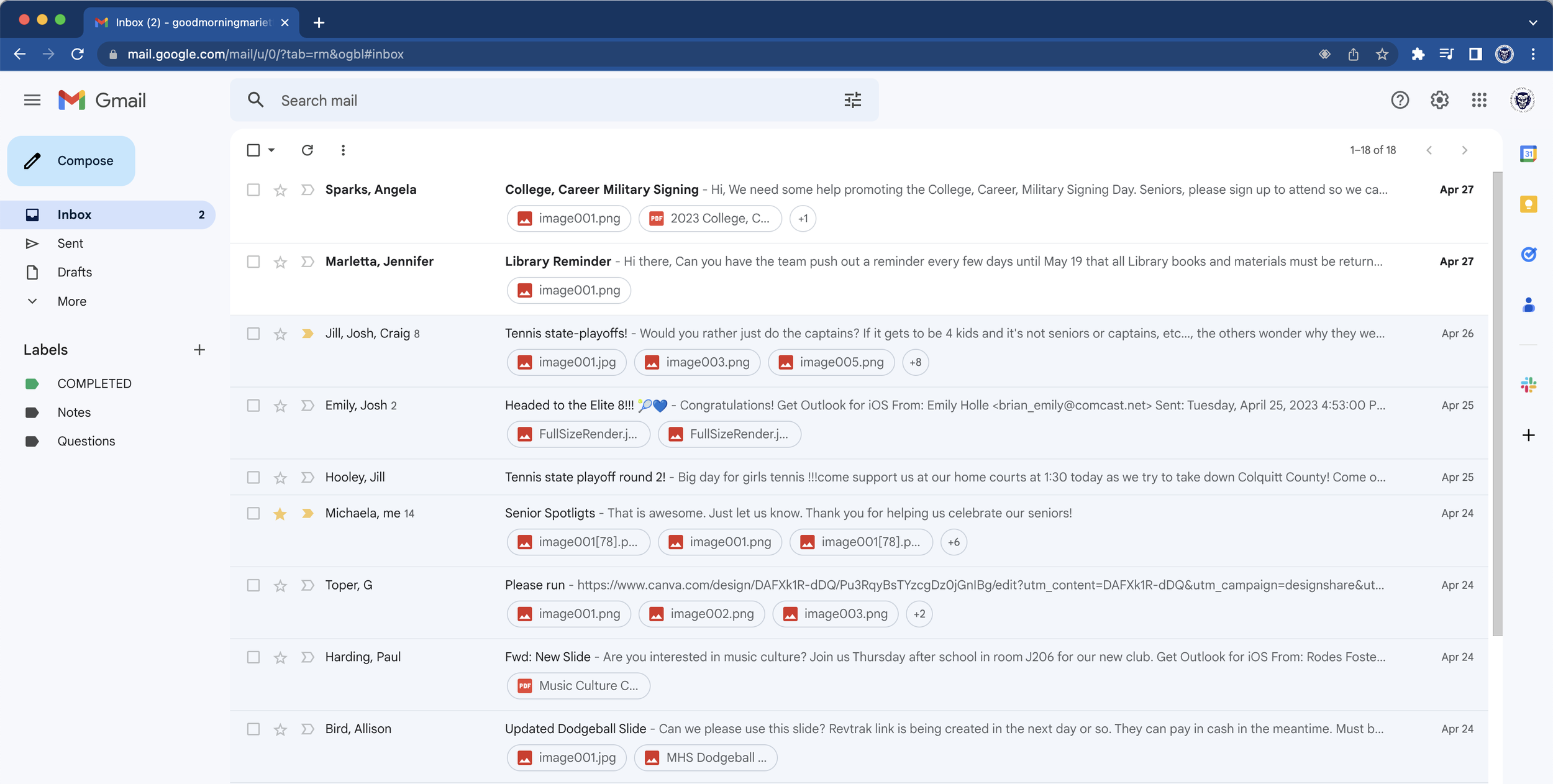  Just a snippet of our email inbox 