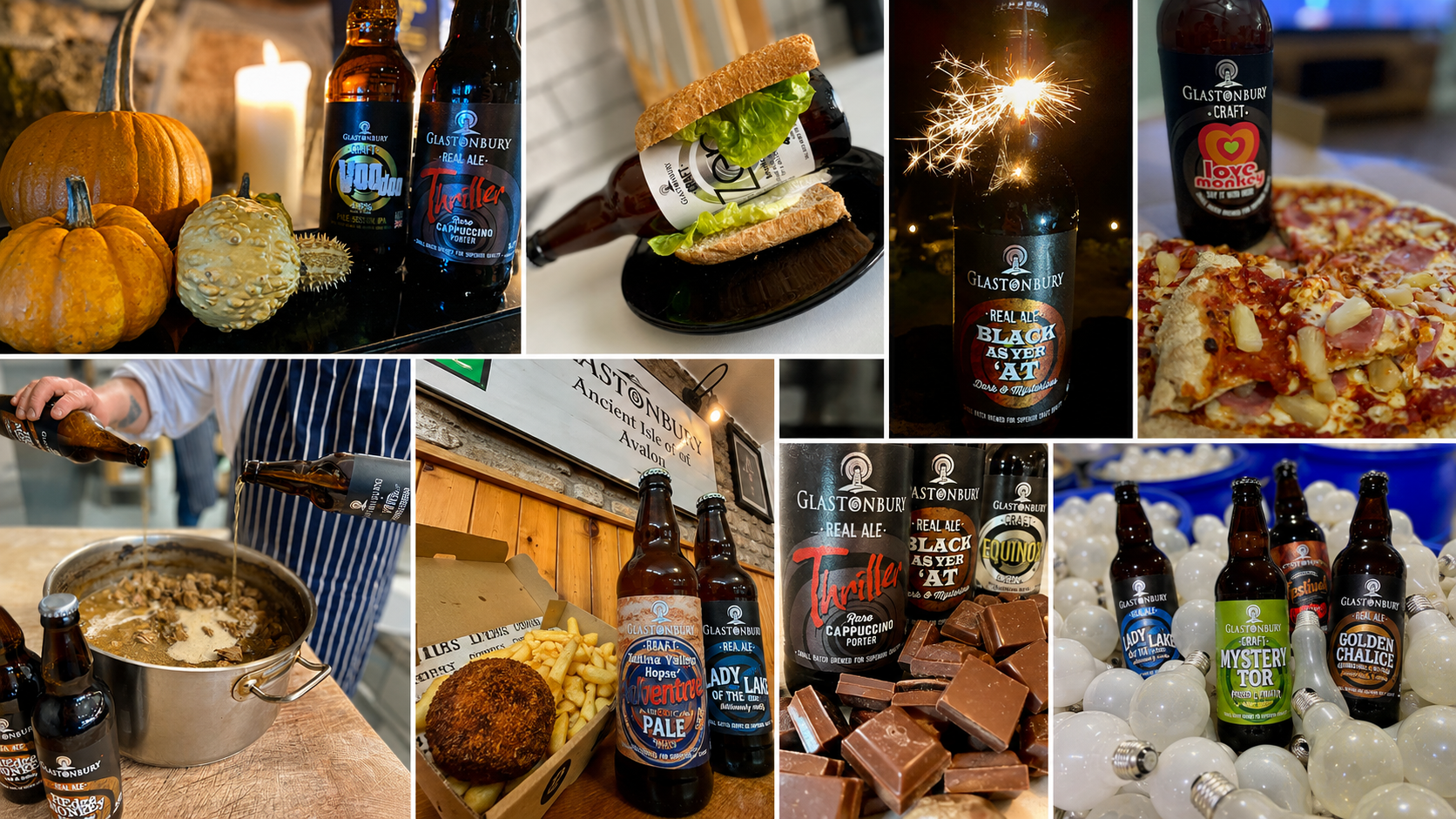 Collage of images from Glastonbury Ales