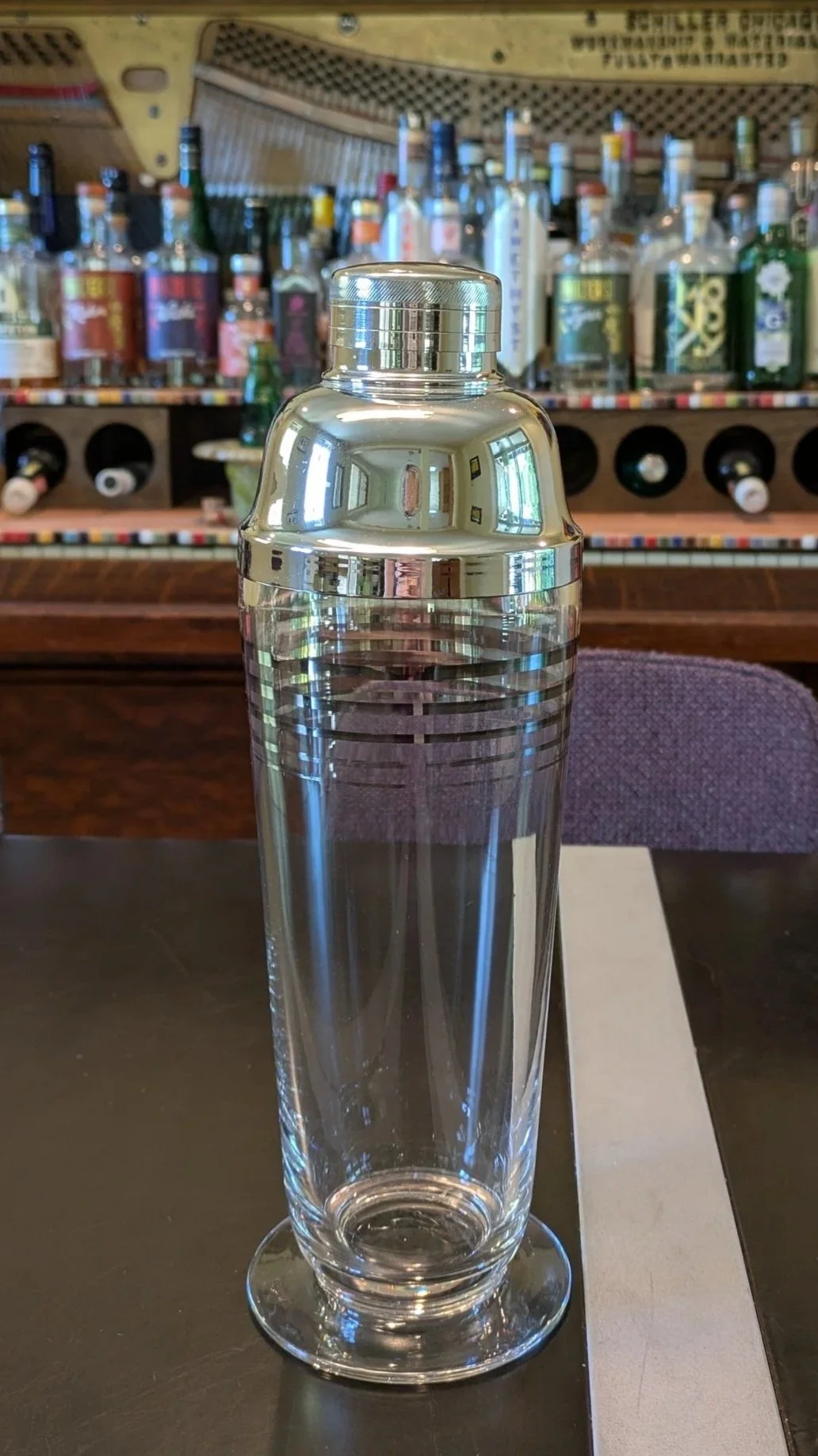 Vintage Art Deco Silver Band Cocktail Shaker