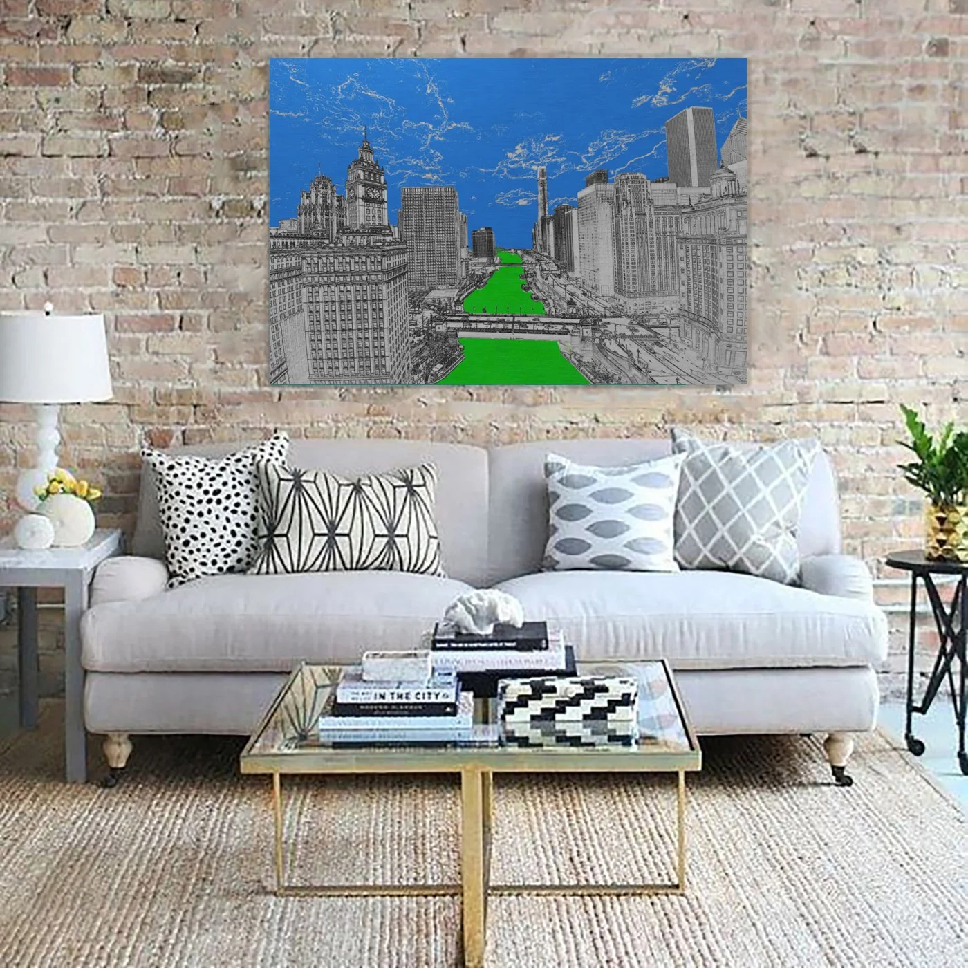 chicago green river gold table Large Abstract Print, Giclee Print, Canvas print, Modern Art, Fine Art Print, Abstract Expressionism, Wall Decor, Wall art copy 2.jpg