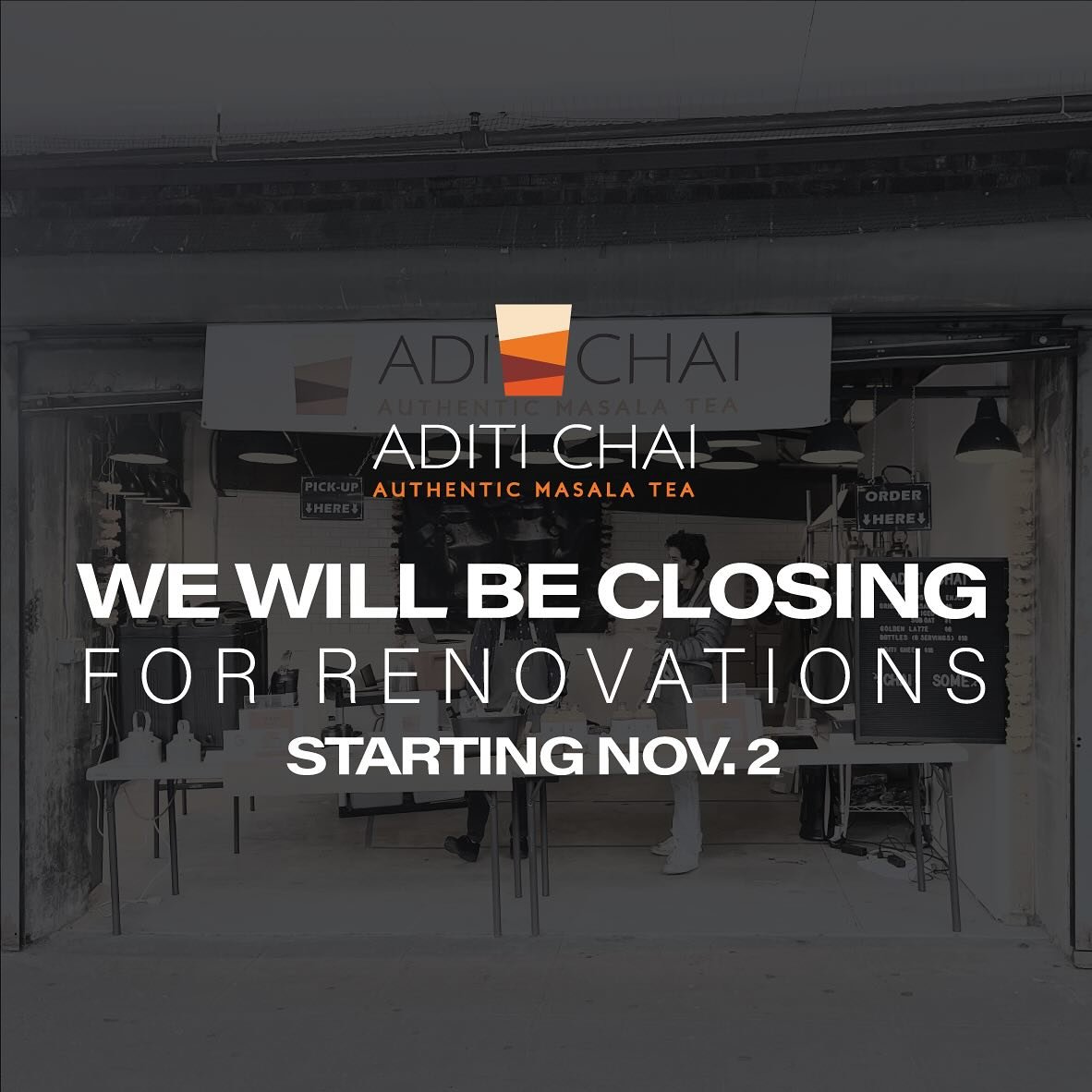 After many months of planning and hard work, we&rsquo;ve just gotten approval to start the remodel of our shop at Pike Place market! We are excited to start serving some delicious street food along with your favorite Aditi Chai in the new year! Stay 
