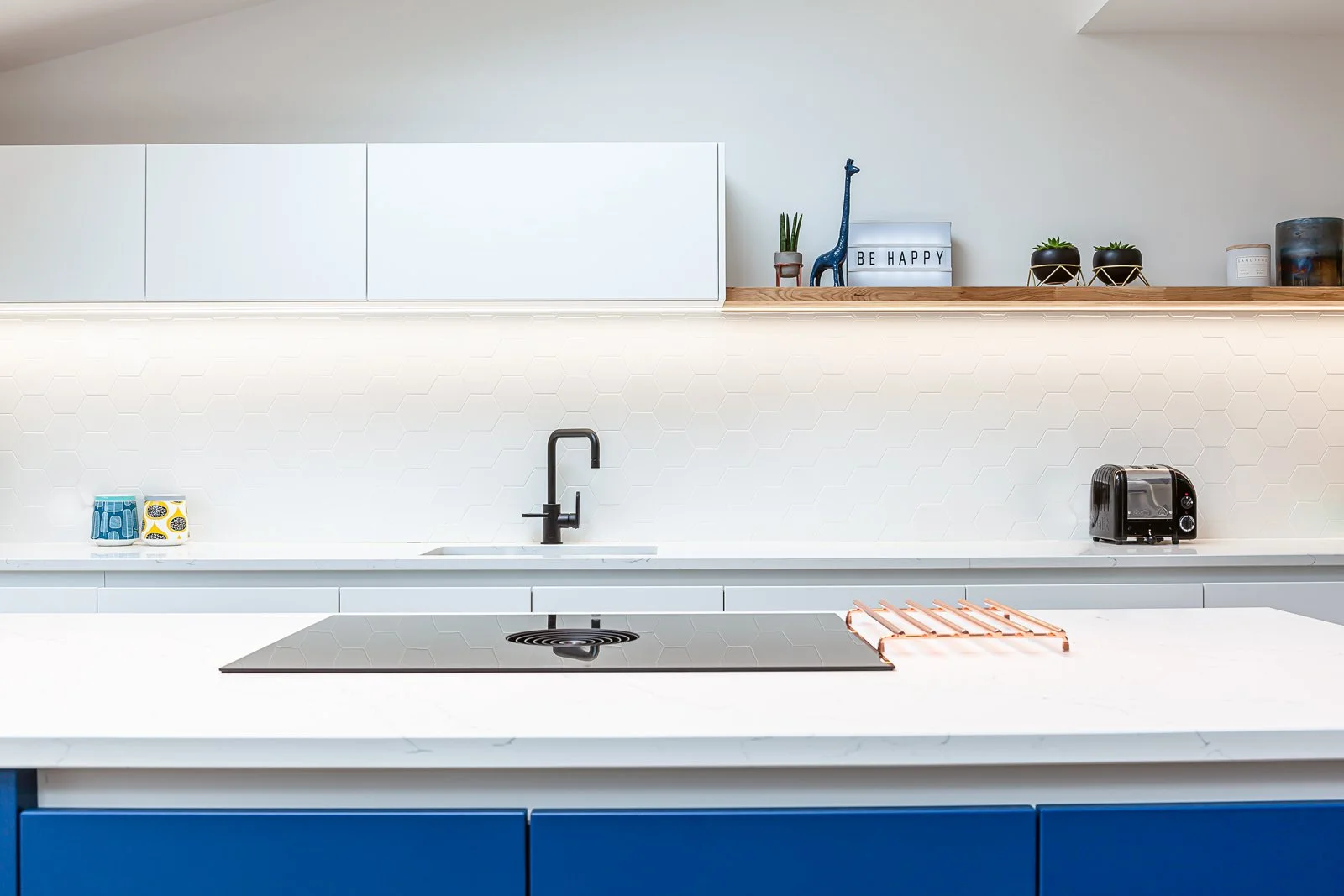 Contemporary White and Blue Kitchen Design