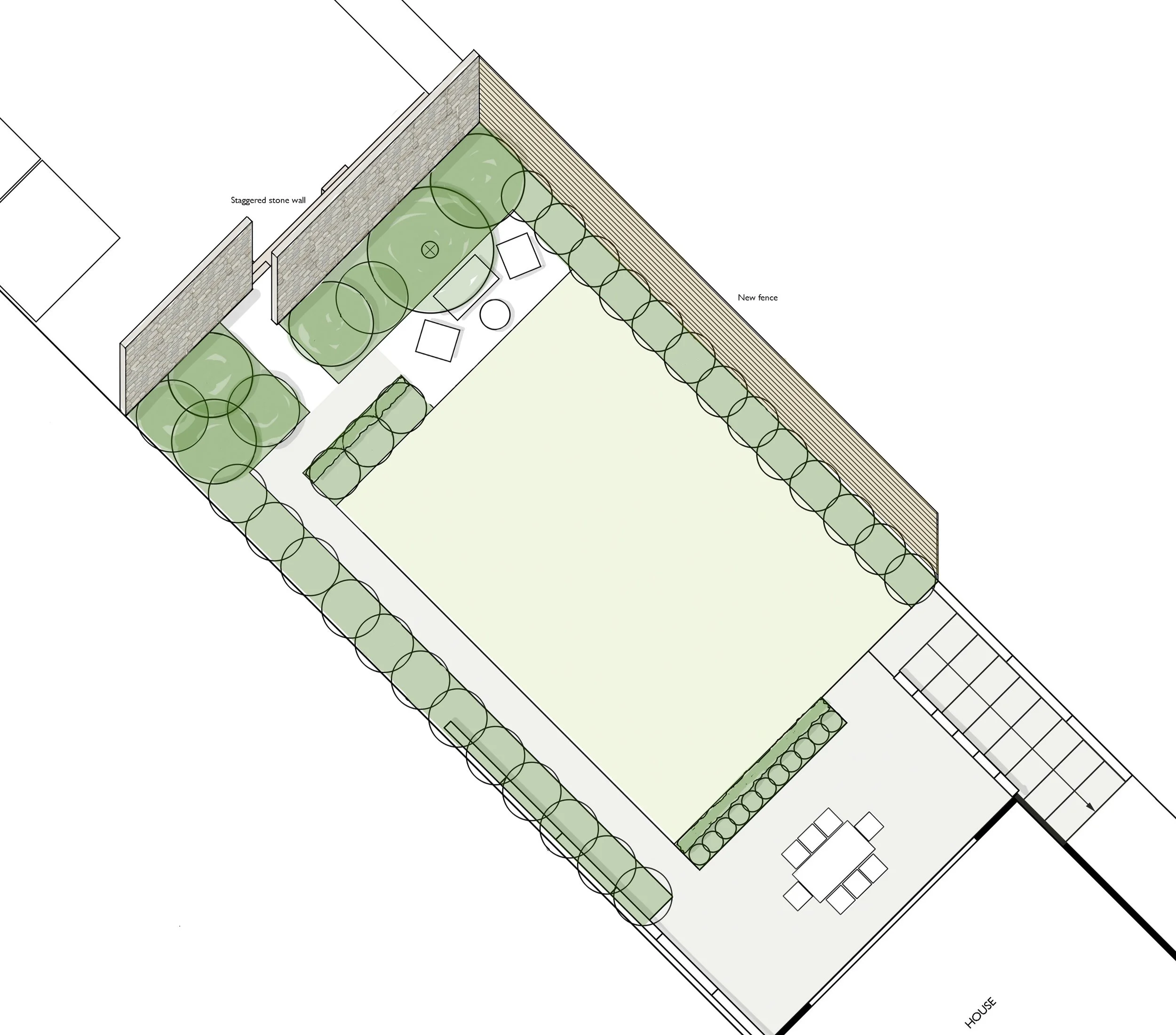 Staggered wall elevation