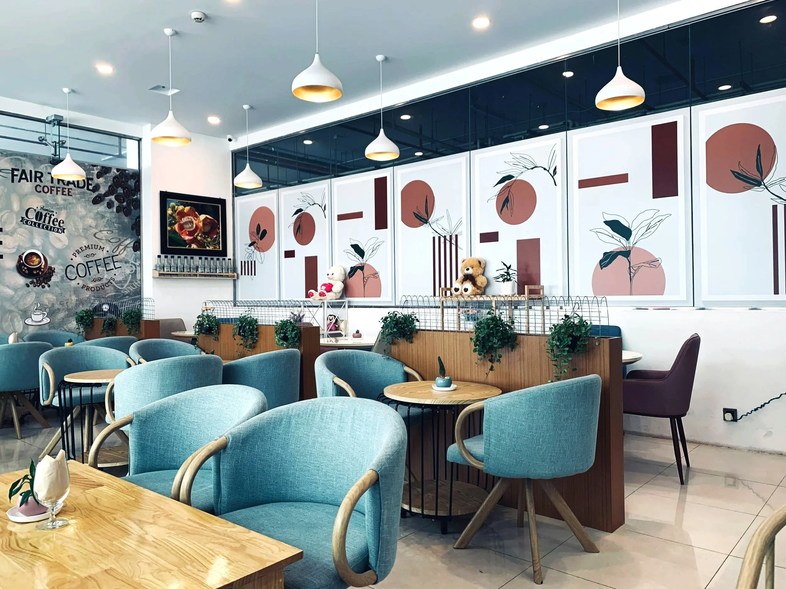 Coffee Shop Interior - Decor Muted Pastel Colours