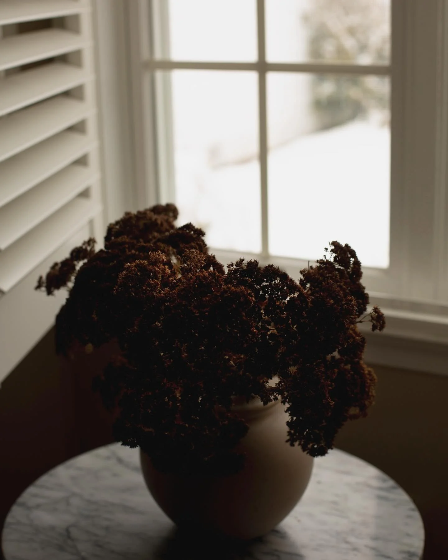 A blusterous snow storm creating warmth inside.