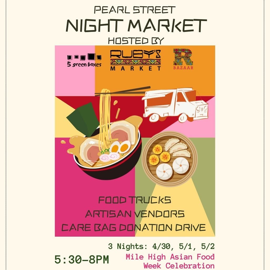 It&rsquo;s almost Mile High Asian Food Week, @milehighafw (April 28-May 4) and we are hosting a Night Market.  It&rsquo;s our honor to be a part of this important and delicious food week 🍜🥢🥟

Join us in the 1500 block of S Pearl Street to celebrat