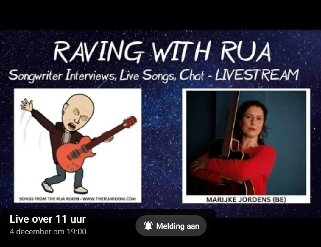 Hi everyone,
This evening I'm gonna be interviewed in @theruaroom on YouTube 🌟🎯🌟 it's on at 7pm Irish time if you want to join us. Daithi is gonna play 4 of my songs, all by #marijkeandthewayfarers 🎶💃🎶 its gonna be fun!

Link in bio👆
See you t
