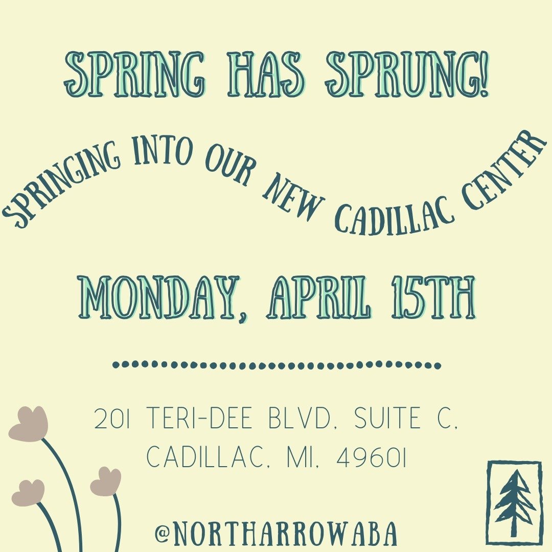 Exciting days on the horizon! We have been ✨patiently✨ waiting for our new Cadillac center to be complete. It's official- we will be moved in and starting sessions in this new space on Monday, April 15th!

Teri-Dee Boulevard is located near the cross