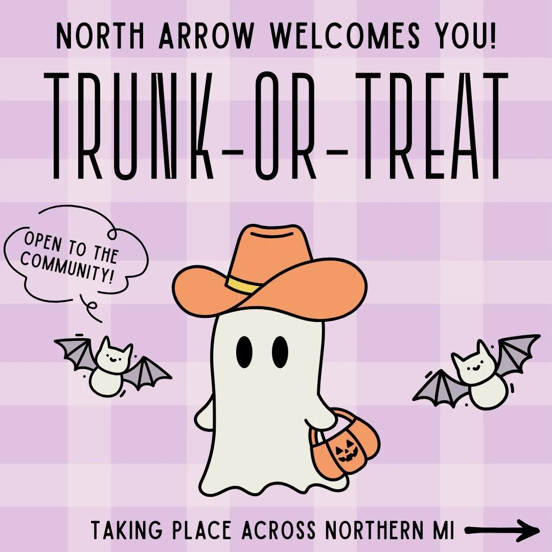 🎃 Happening THIS WEEK! Grayling, Cadillac, Cheboygan, Traverse City, and Petoskey communities- Join us for candy, costumes, and community fun at our Trunk-or-Treat events! All are welcome, hope to see you there! 👻
#NorthArrowABA #appliedbehavioran