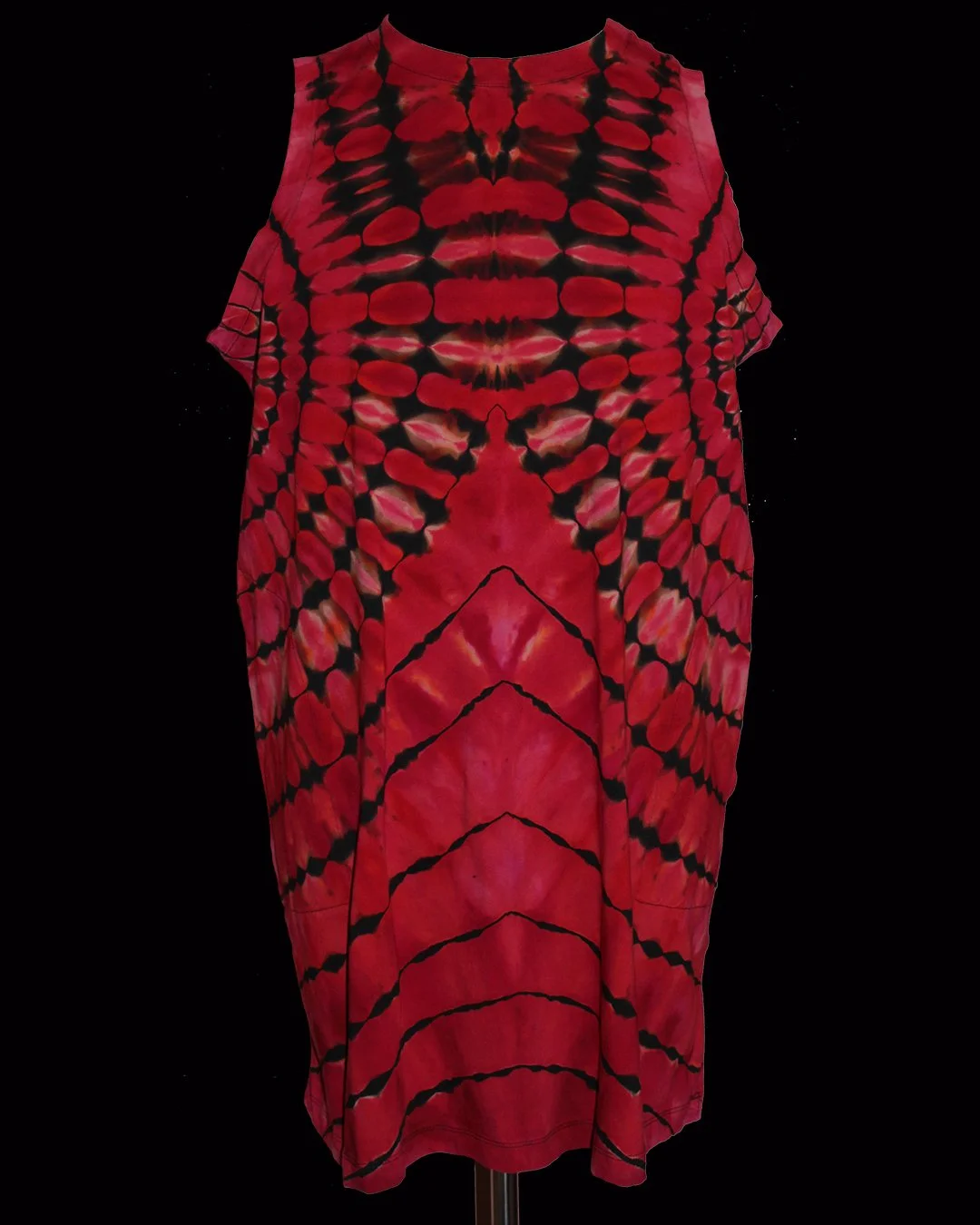 Adult Sleeveless X-large Reverse Dyed Black and Red Ice Dyed Dress Fun Endeavors Tie Dye Lab Adult Sleeveless X-large Reverse Dyed Black and Red Ice Dyed Dress Fun Endeavors Tie Dye Lab