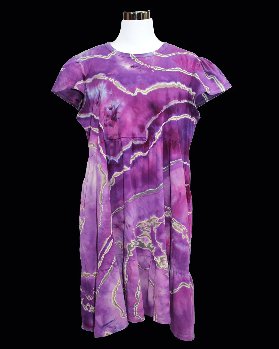 ladies tie dye dress Poly USA 8346 Long A-line Glitter Tie Dye Formal Dress