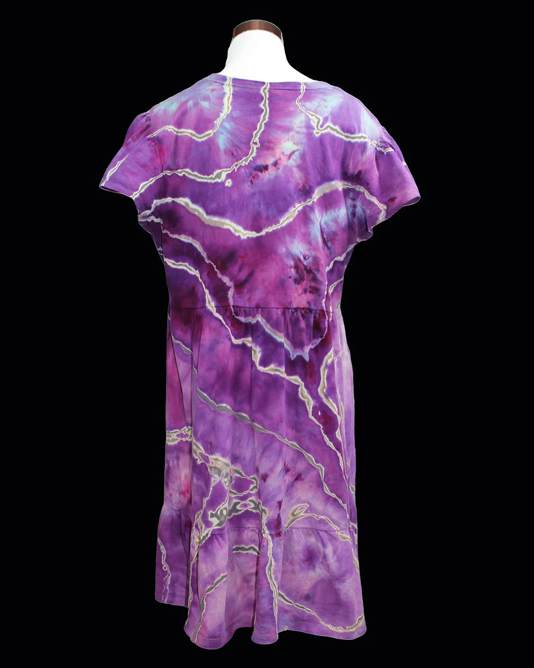 Ladies' Purple and Gray Reverse Dyed Ice Dyed Tie Dye Dress With Pockets   Fun Endeavors Tie Dye Lab