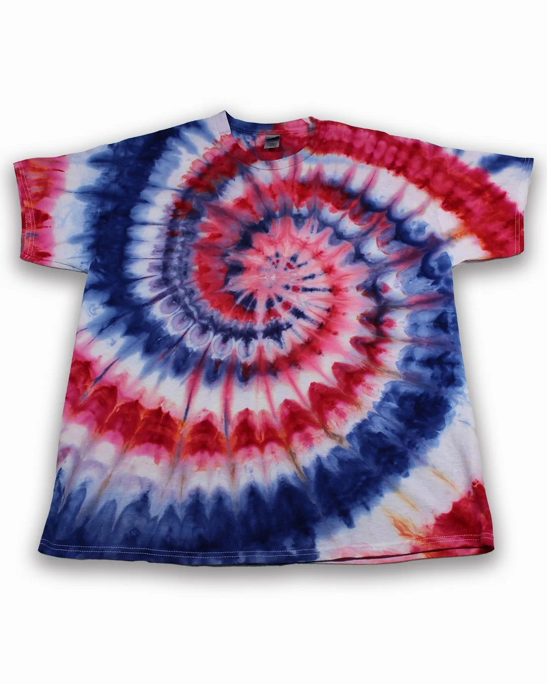 Adult X-Large Patriotic Red, White, and Blue Split Spiral Ice Dyed