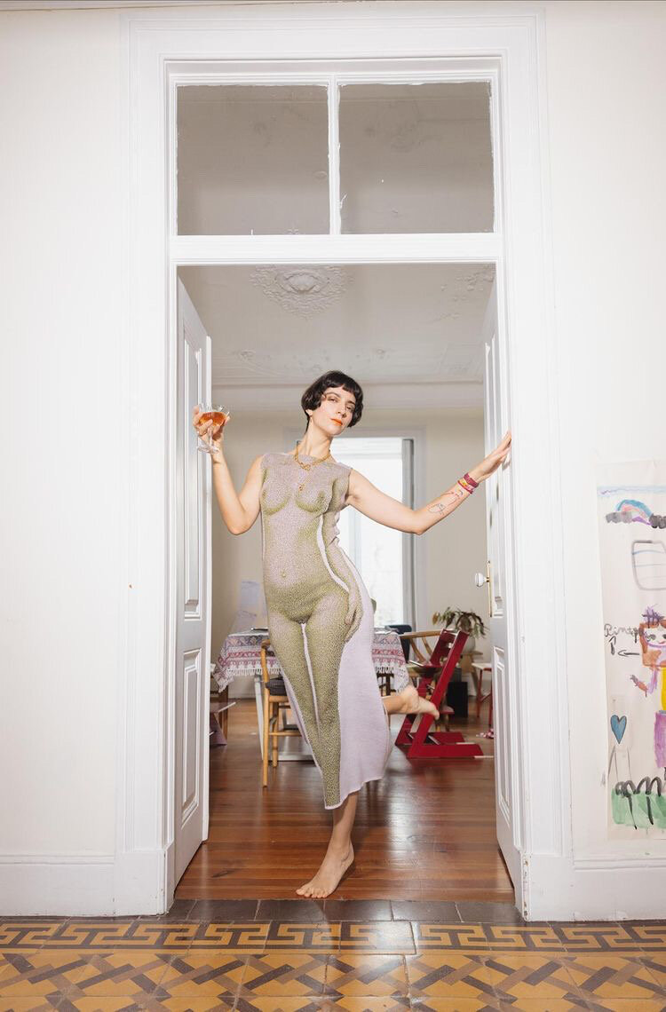 Trompe L´Oeil Jacquard Dress with Sleeves