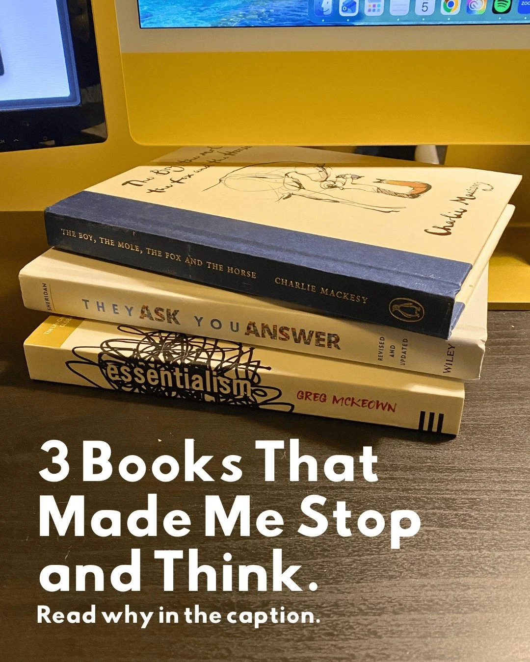 World Book Day 📚
Three books that have really made me stop and think.

The Boy, the Mole, the Fox and the Horse &ndash; Charlie Mackesy
Storytelling at its absolute finest. Beautiful, simple themes about kindness, courage and being human. I genuinel