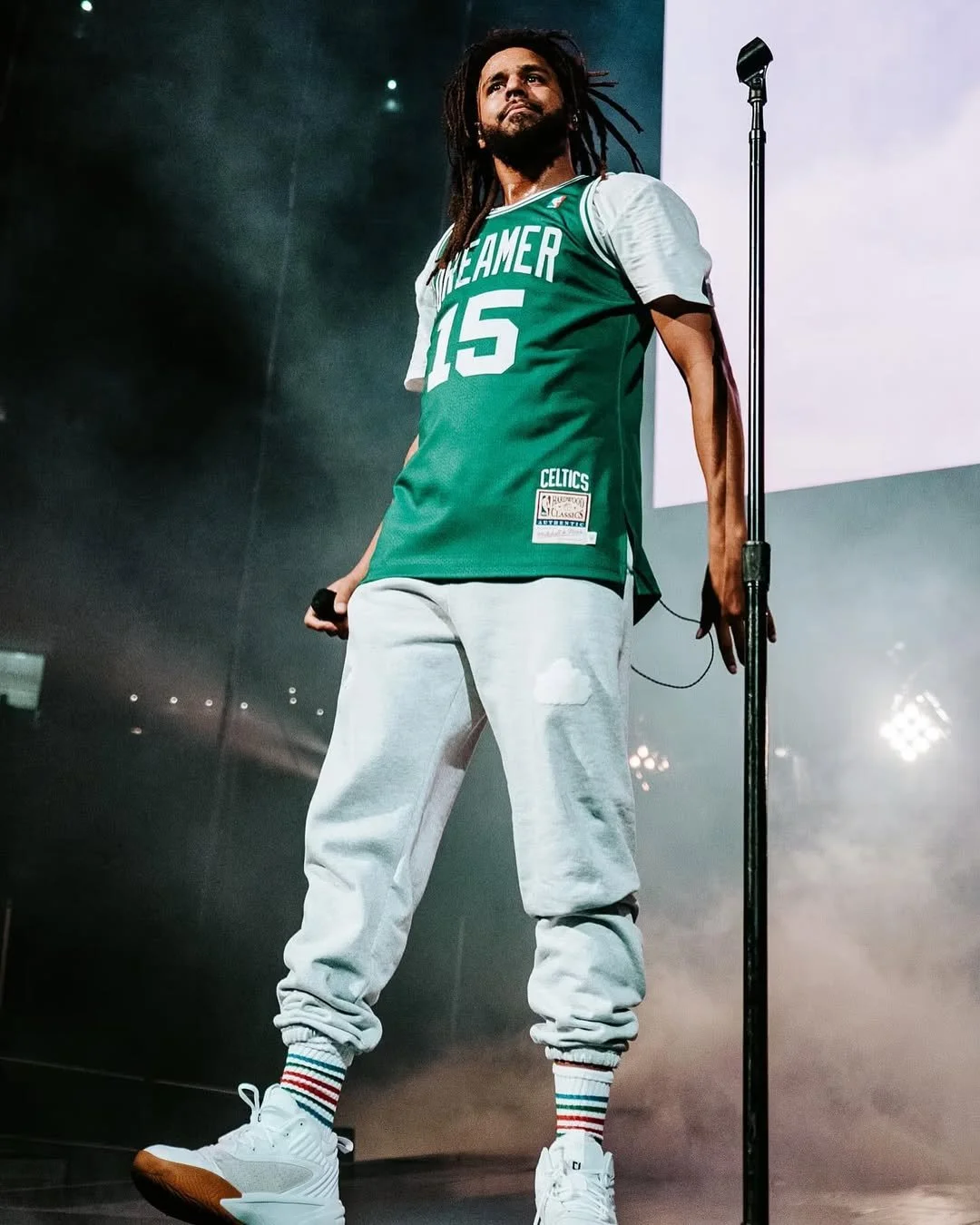 throwback to when J. Cole wore Dreamville x Mitchell & Ness jerseys to every city he performed i.jpg