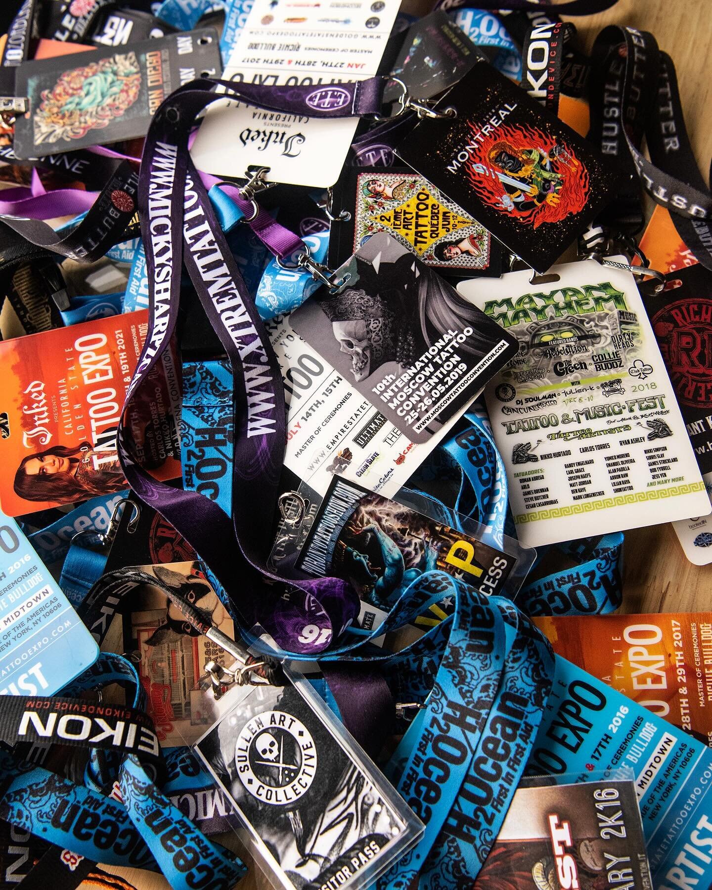 Tattoo conventions - what do we think about them? 🤔
.
As a tattoo artist who&rsquo;s worked and visited a lot of conventions over the last 12 years (you can see my passes to some of them here, many more were lost over the years) I&rsquo;m not sure a