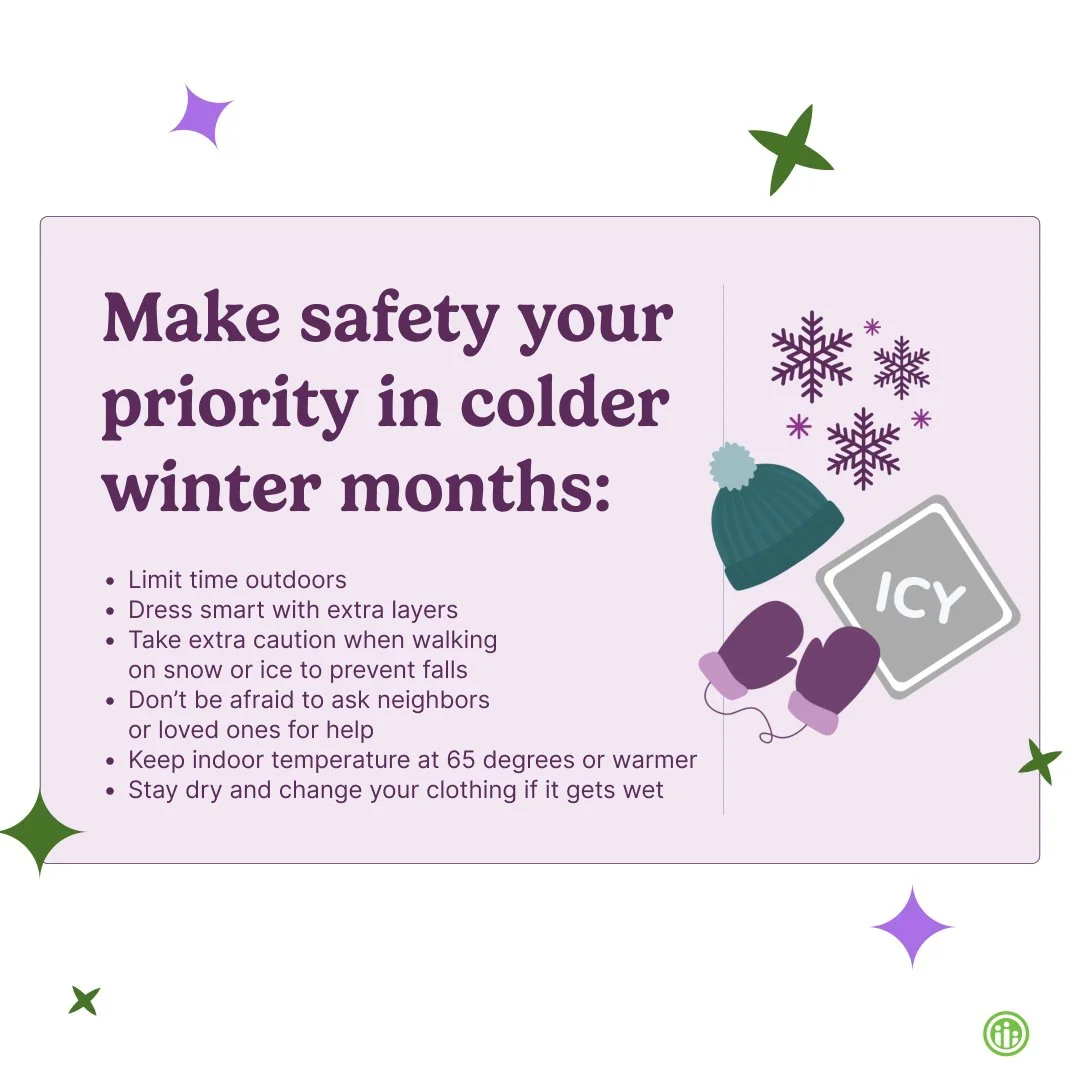 The winter weather can bring extra challenges for older adults. Follow these tips to protect yourself and stay healthy! #HealthyAging