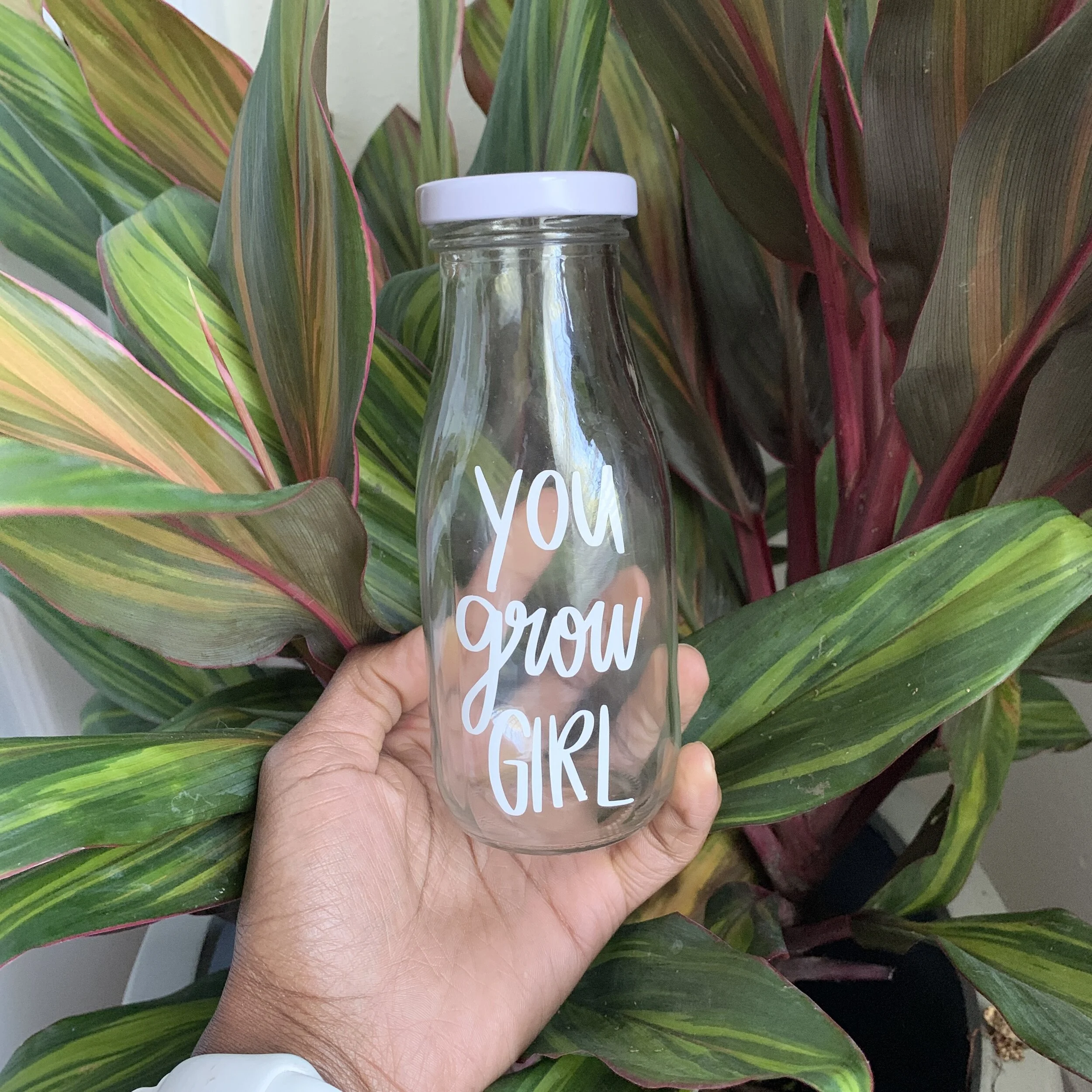 You Grow Girl Glass Water Bottle