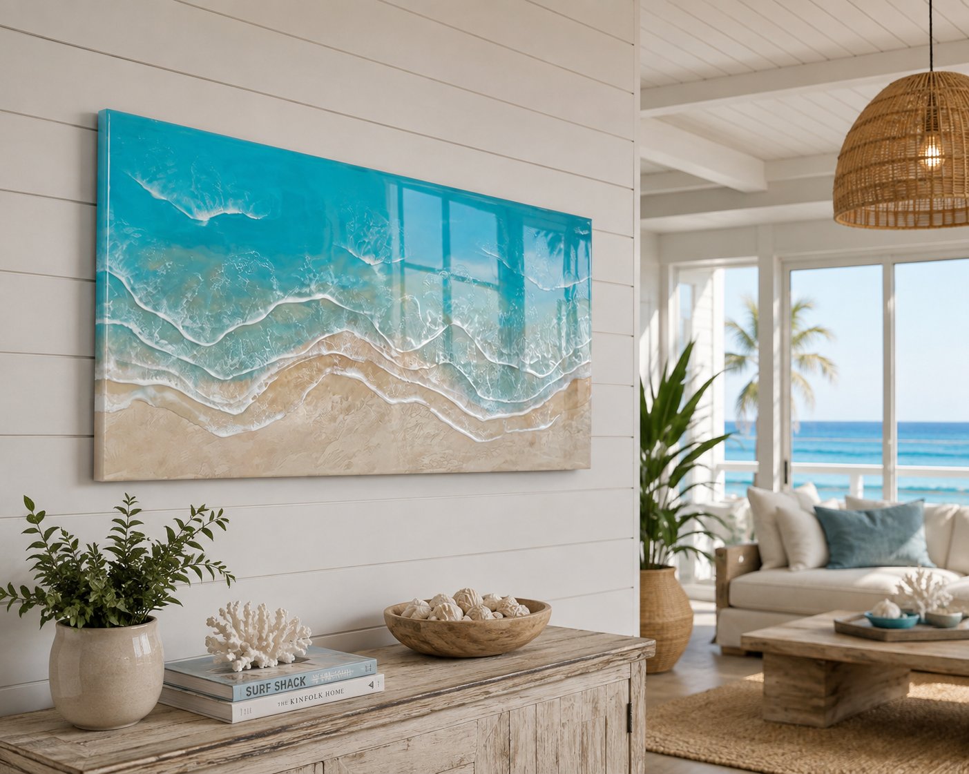 Blue Ocean Wall Art 36x18"