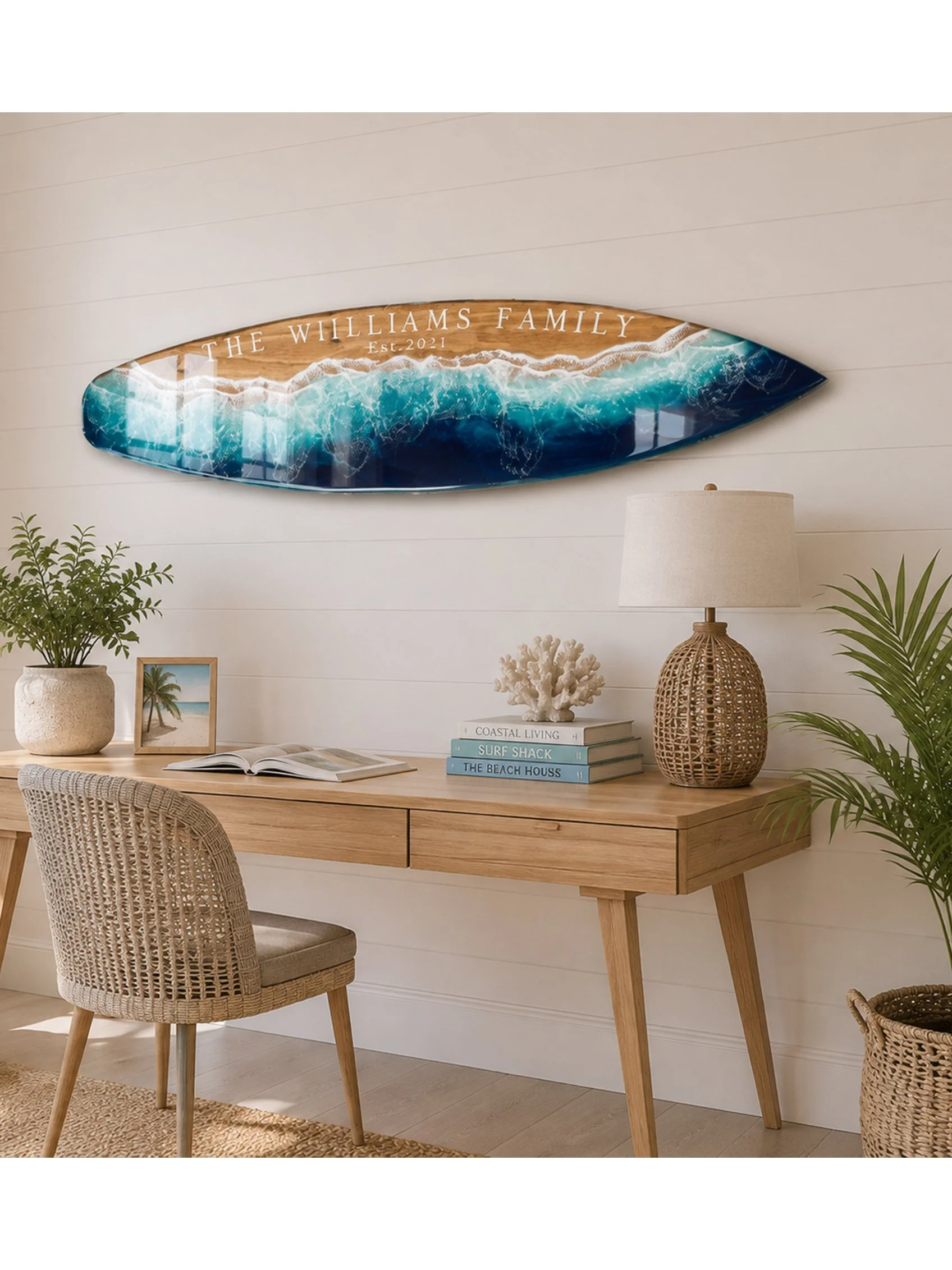 Custom Surfboard with Epoxy Resin Waves