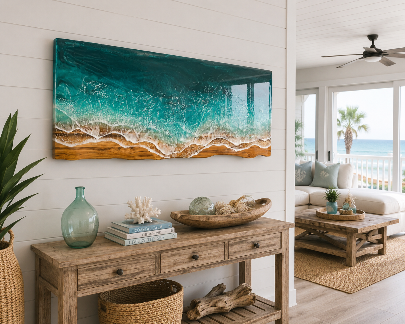 Live Edge Wood Wall Art with resin waves