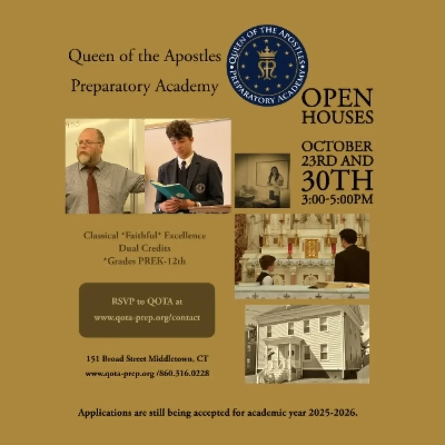 &quot;The whole purpose of education is to turn mirrors into windows.&quot;- C.S. Lewis

Register at Www.qota-prep.org/contact

Open Houses October 23rd and 30th 3:00-5:00pm