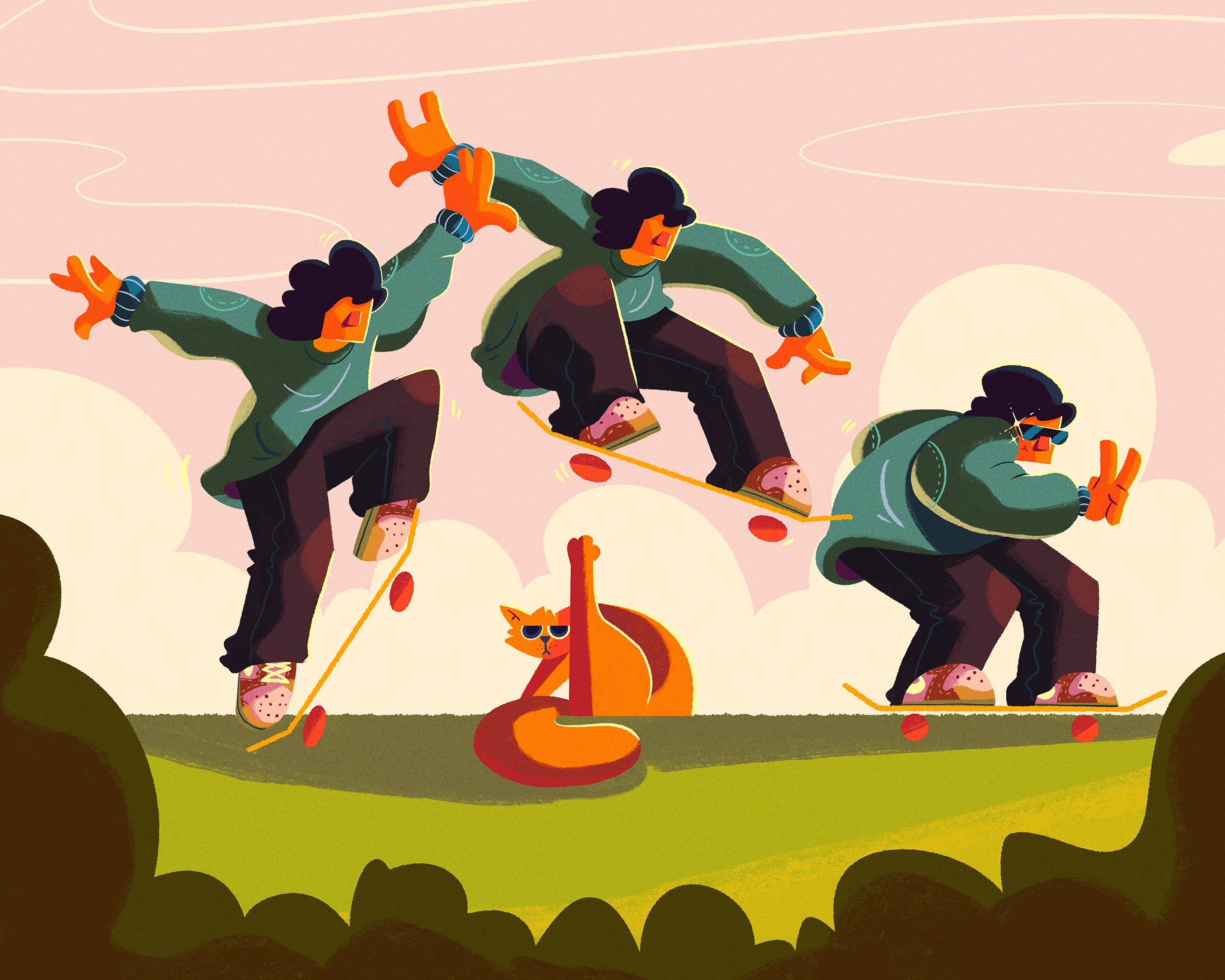 Ollie Over Cat_SkateboardingIllustration_StevenCreate.jpg