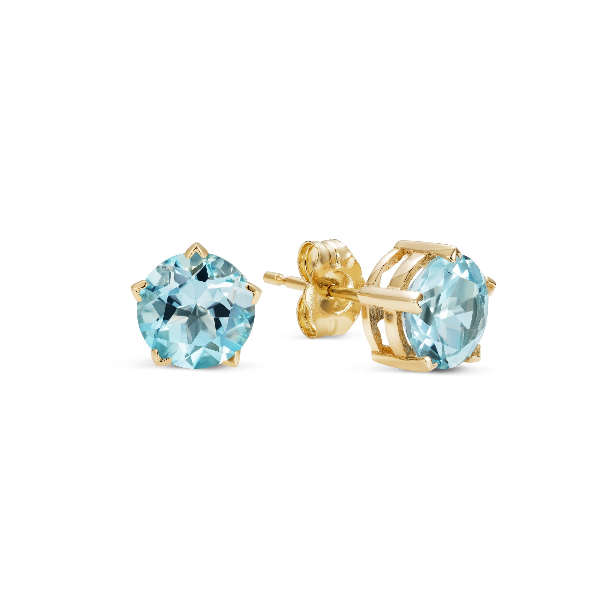 Sunburst Stud Earrings - 7mm Sky Blue Topaz