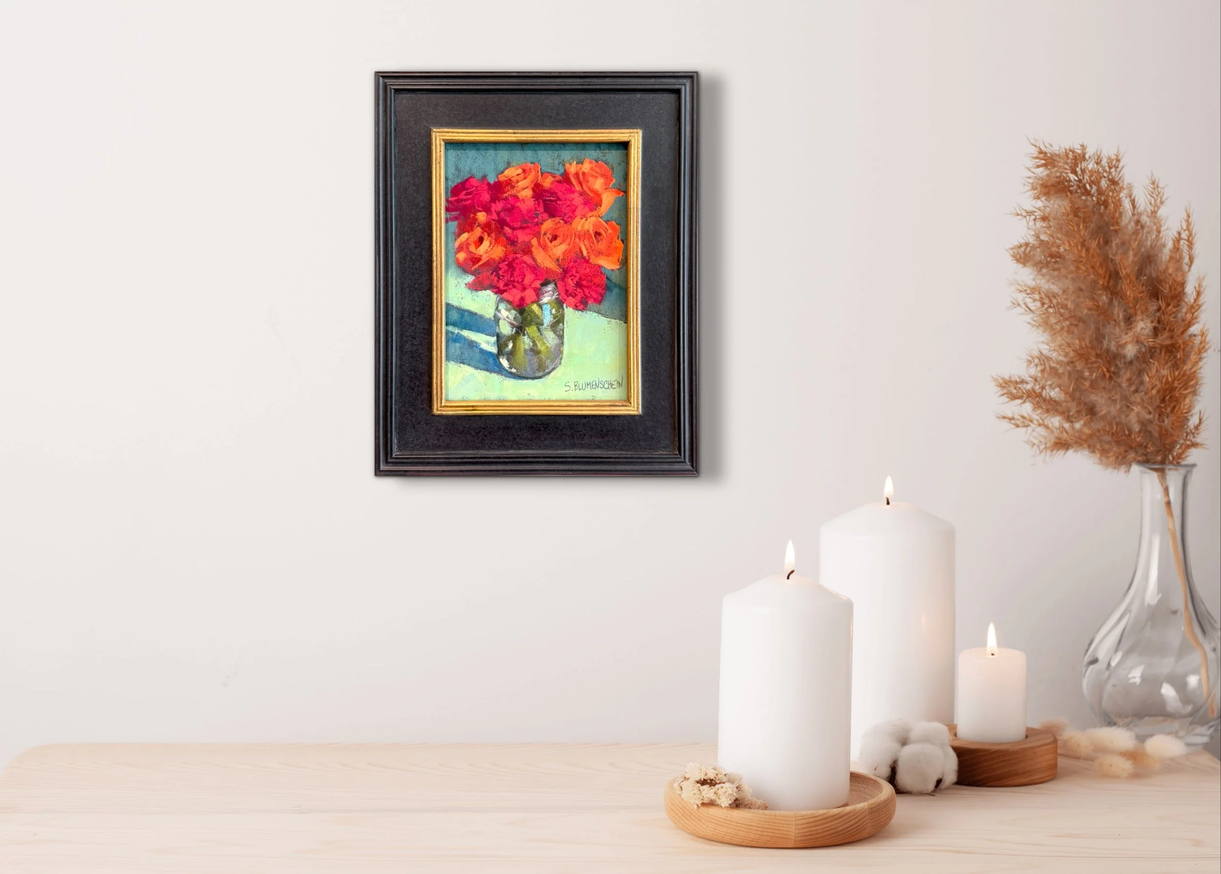 Fuchsia and Orange Bouquet, Sarah Blumenschein (dpi 72) Gallery Hozho, Room View.jpg