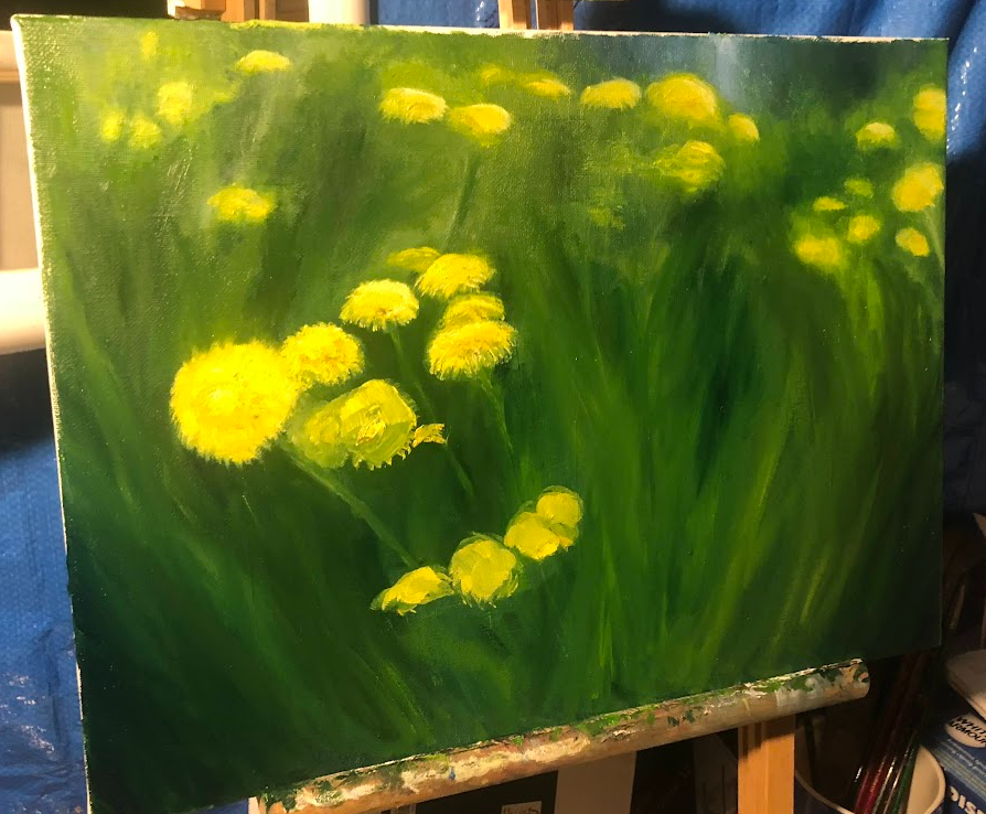 Grass and flowers (Oil on Canvas)