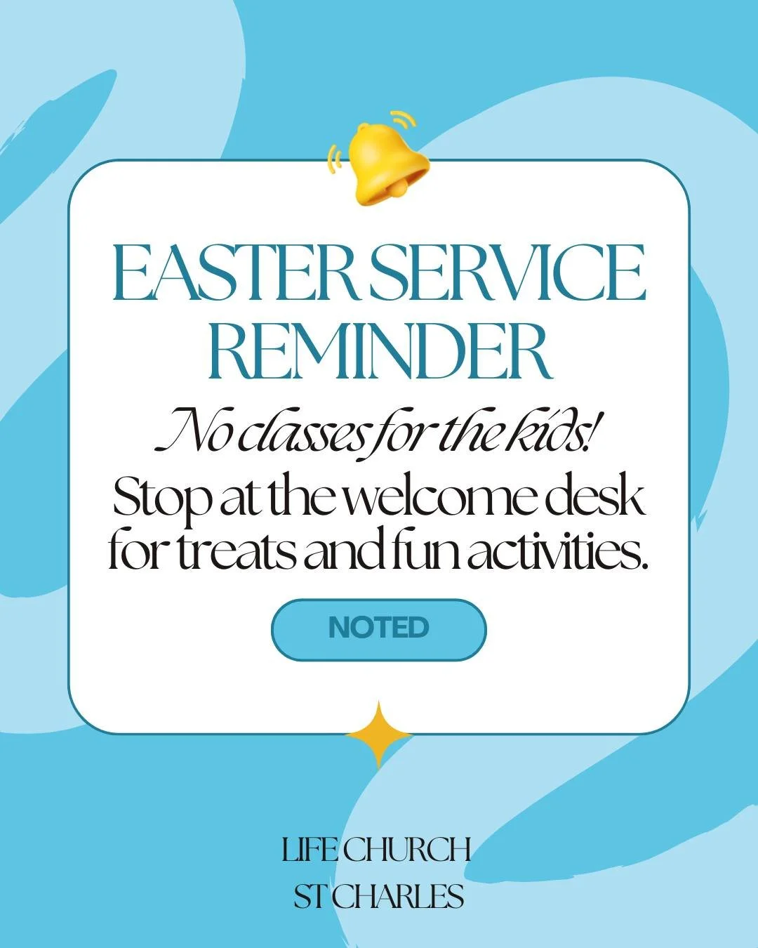 Happy Easter! The King is RISEN!! A friendly reminder to all joining us this morning: kids will be with us in service! Stop at the welcome desk for yummy treats and fun activities for the young ones.

We can't wait to celebrate with you this morning 