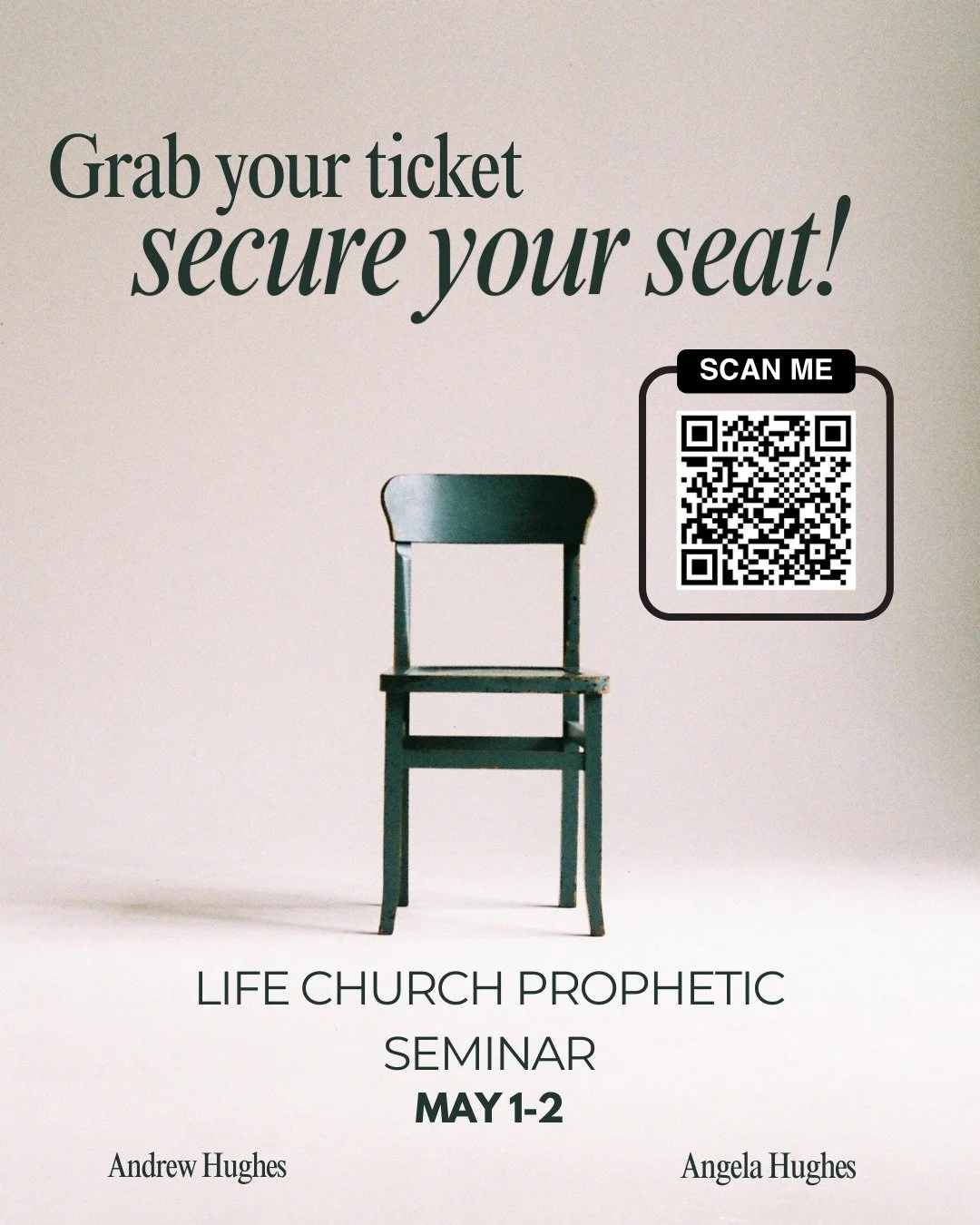 Are you registered for our Prophetic Seminar?? With guest speakers Andrew &amp; Angela Hughes, this seminar is designed to equip us, sharpen our discernment, and create space to grow in the gifts God has given us. 

Scan the QR code above or visit th