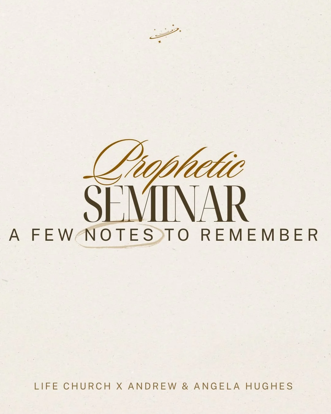 Incase you missed our Prophetic Seminar last weekend, we wanted to make sure to share a few notes with you. 📝🗣️
&bull;
&bull;
&bull;
We&rsquo;re so grateful for our time with Andrew and Angela Hughes leading us through equipping, encouragement and 