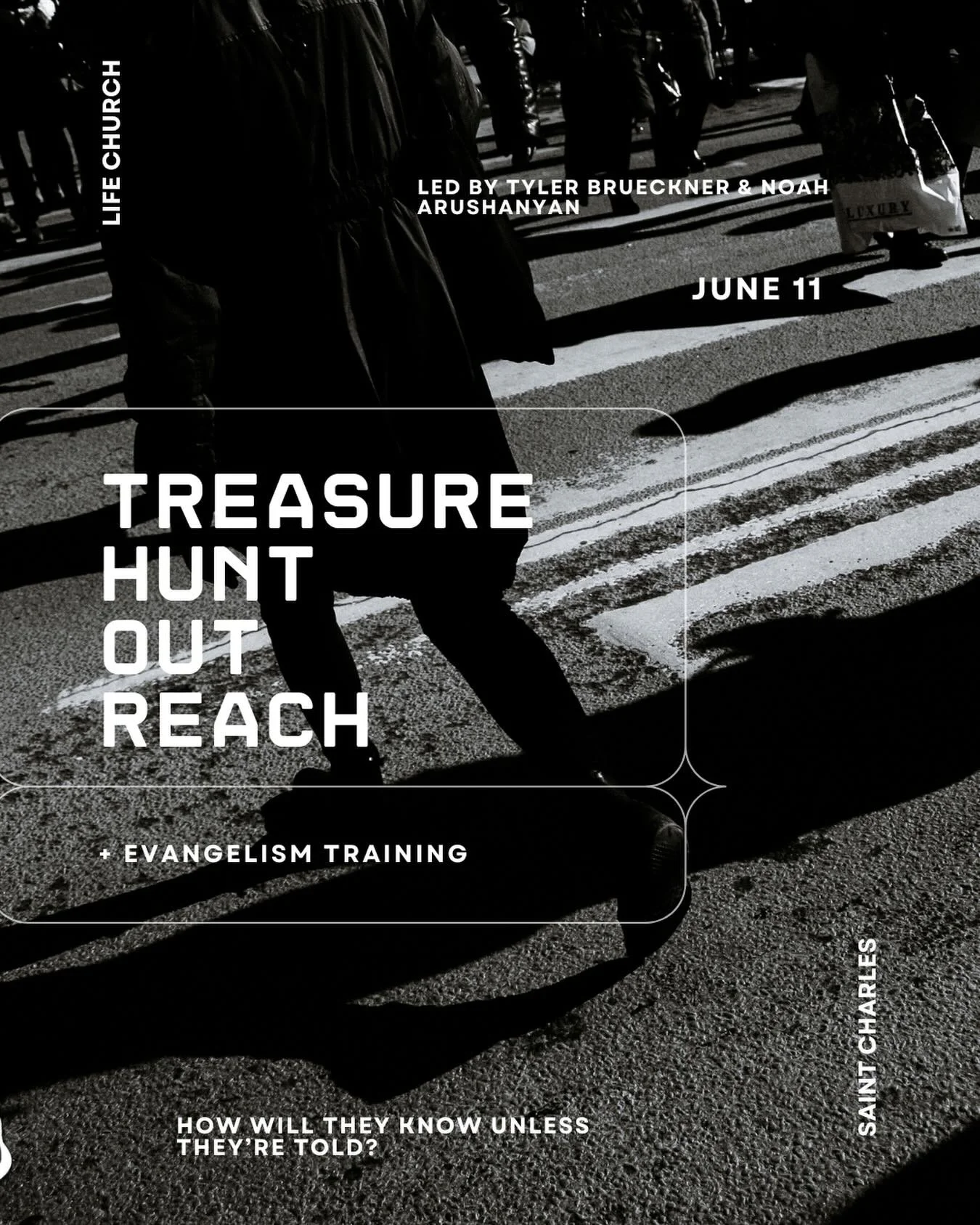 Wanna reveal the love of Christ to people you encounter in the street? 

June 11th @ 6:30pm is our first Treasure Hunt Outreach and evangelism training of the season. The requirements are simple: come ready to love Jesus and love people. 

God is rea