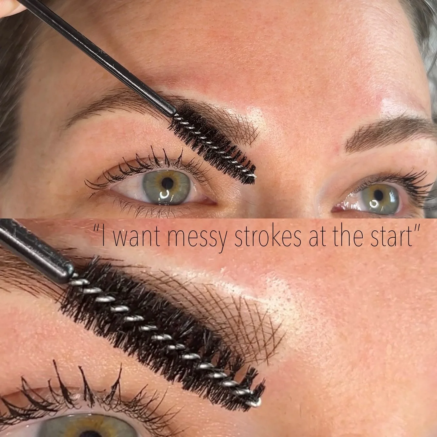 Give us allllllllll the requests when it comes to your permanent makeup! 
This is a great example of a request you can ask for when we&rsquo;re discussing your eyebrow goals. This client wanted a few &ldquo;messy strokes&rdquo; in the front so that t