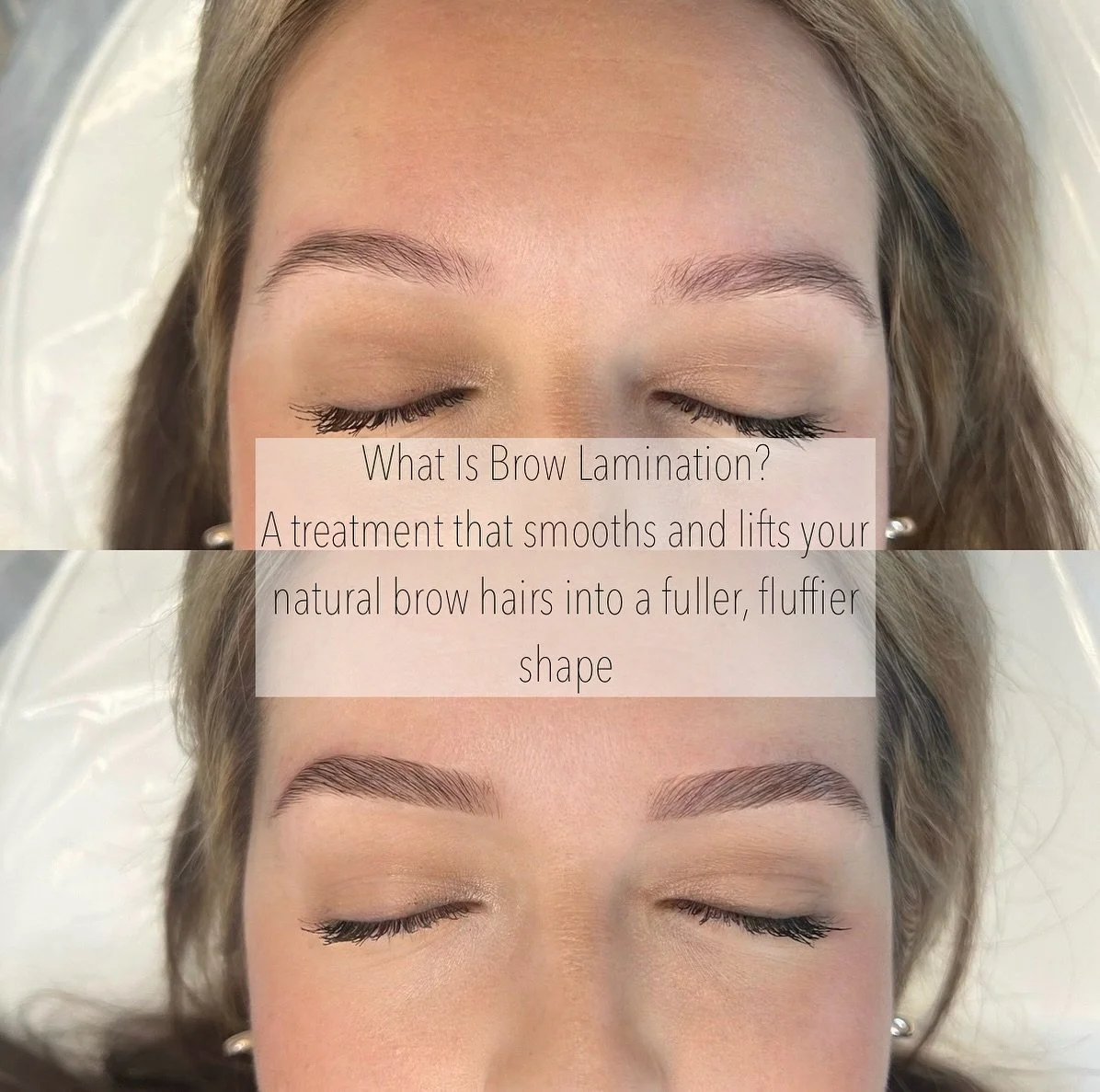 Fluffy, lifted, and effortlessly polished ✨ Brow lamination helps smooth and redirect your natural brow hairs to create a fuller, more defined look without permanent makeup. Whether your brows are unruly, sparse, or naturally grow downward, brow lami