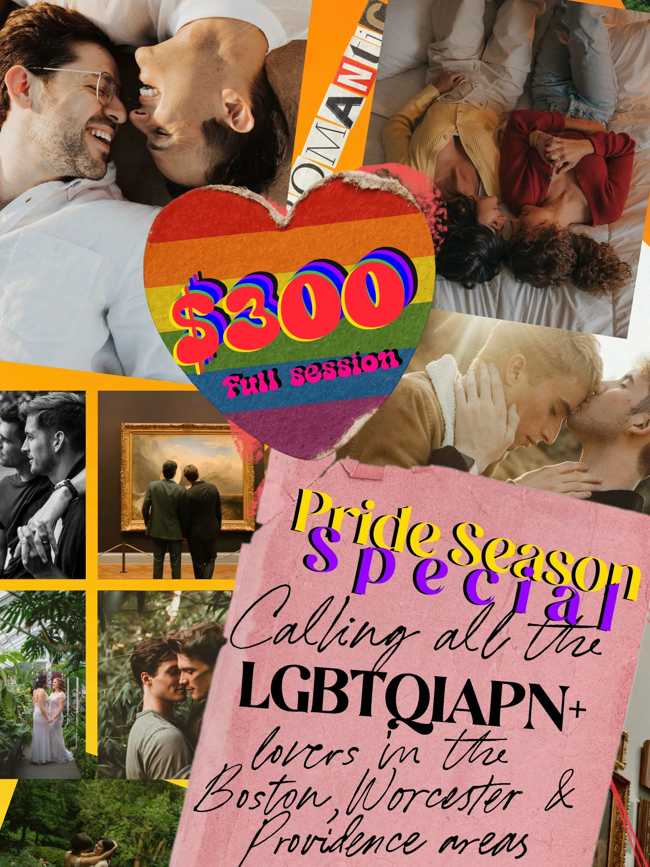 🌈 PRIDE SEASON SPECIAL 🌈

Your love deserves to be seen, celebrated, and remembered.

To celebrate Pride Season, I&rsquo;m offering a limited number of LGBTQIAPN+ sessions for just $300

🎞️ 1-hour cinematic photography session
📸 20 professionally