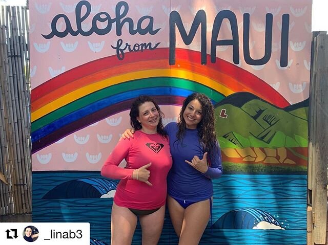 Surfing is way better with friends .
.
.
Thank you to Angelica and Lina for surfing with us today! They had a traffic jam on the way to the shop but that would not stop them from surfing some Maui waves 🌊 It was a little rushed but thank you for bei