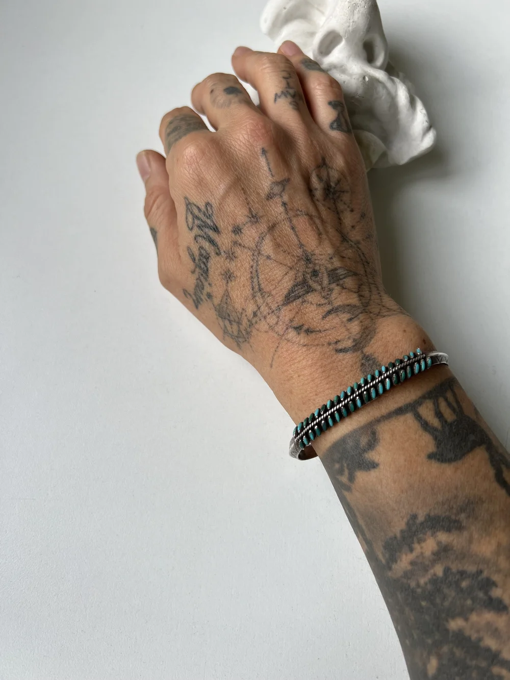 J.W. Zuni ターコイズ　シルバーブレス　ビンテージ 1930's Zuni Bracelet with Turquoise 2 - ターコイズの1930年代