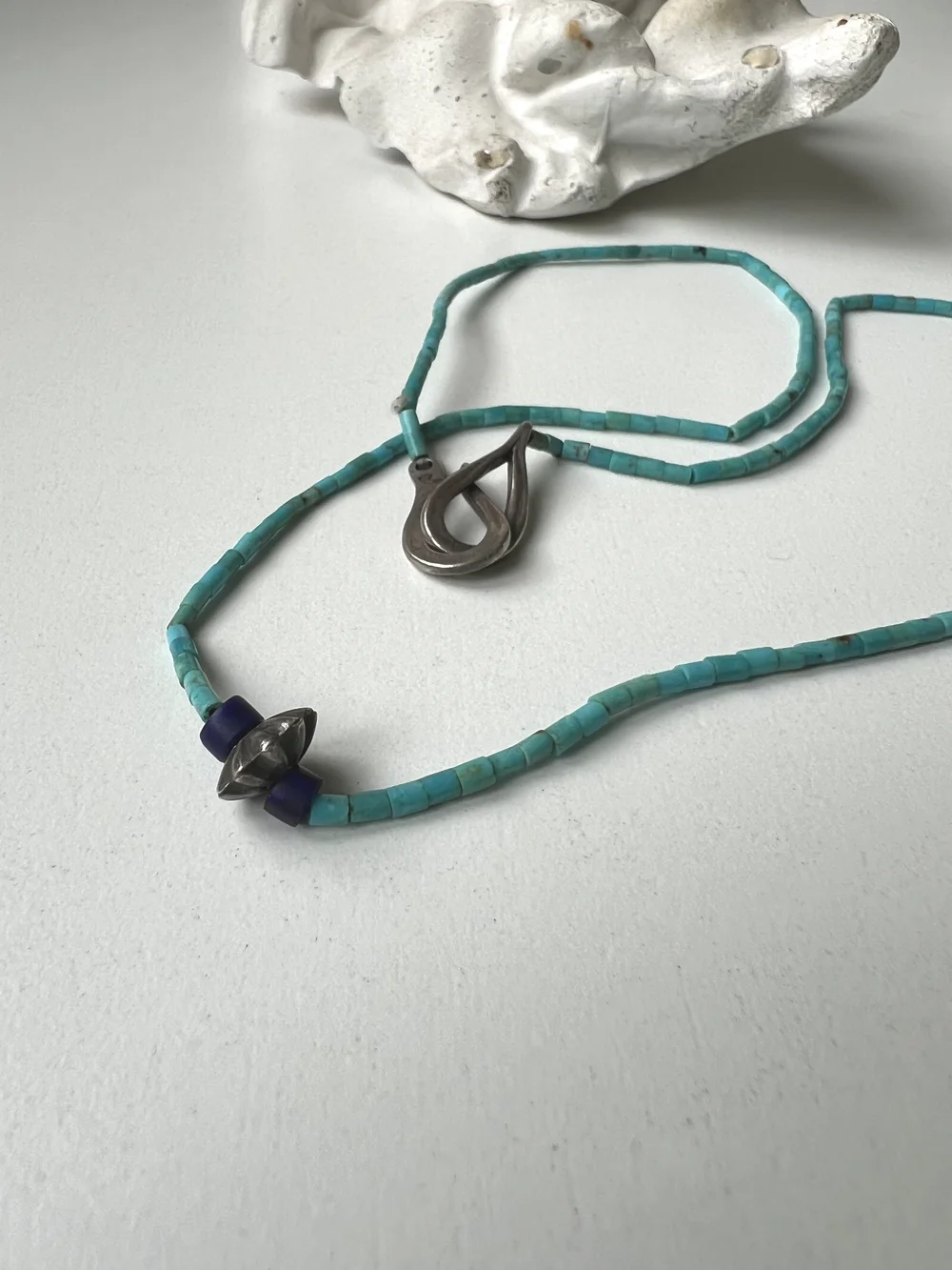 Larry Smith Turquoise Beads Necklace with Silver Hook - シルバー 