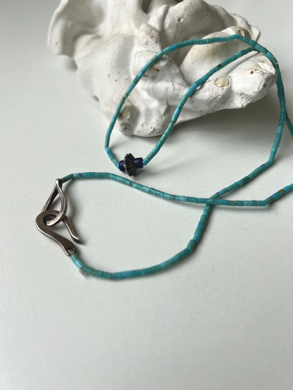 Larry Smith Turquoise Beads Necklace with Silver Hook - シルバー  